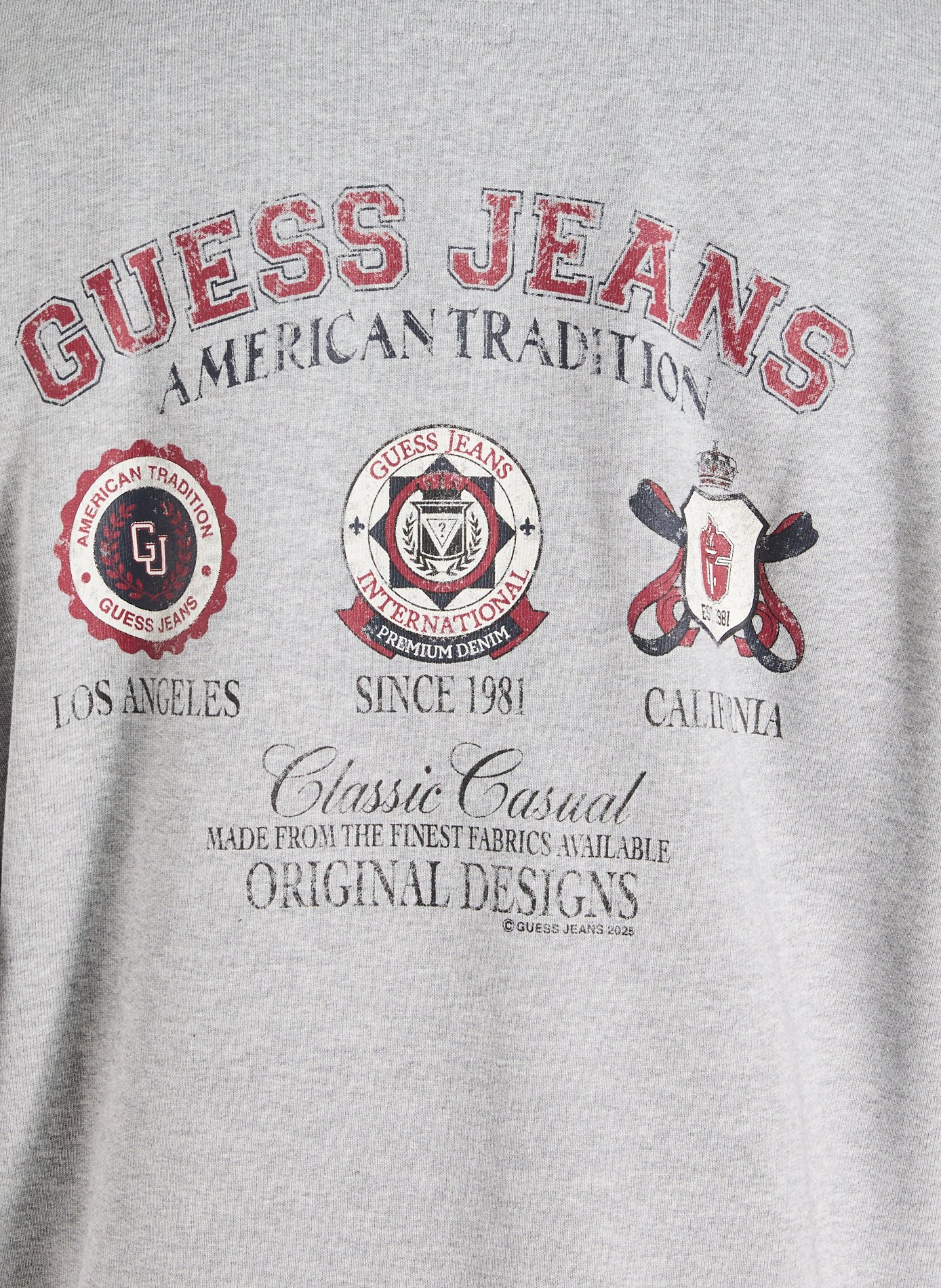 Oversized round neck cotton sweatshirt GUESS Grey