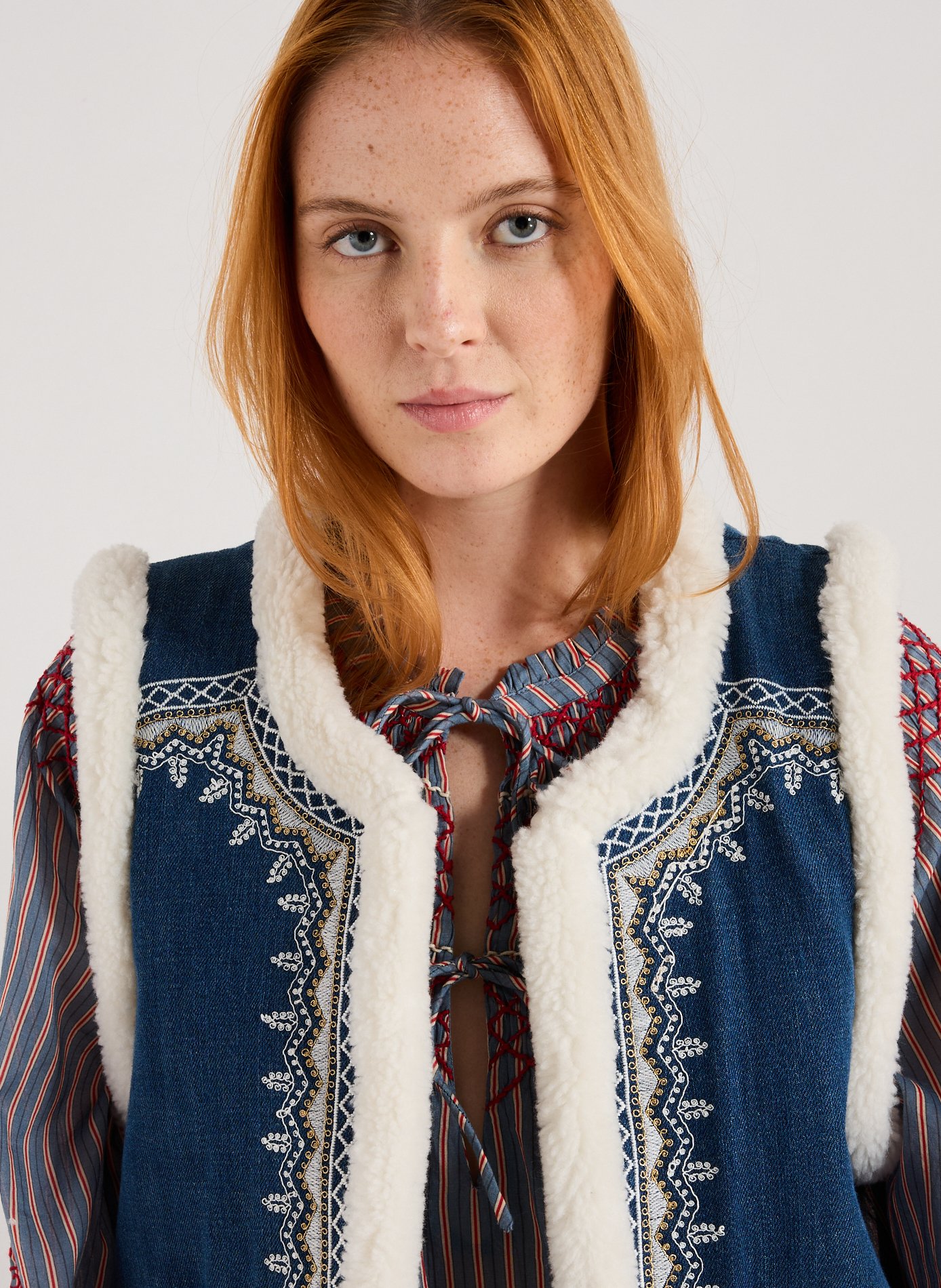 Gilet sans manches en coton mélangé LOUISE MISHA Bleu