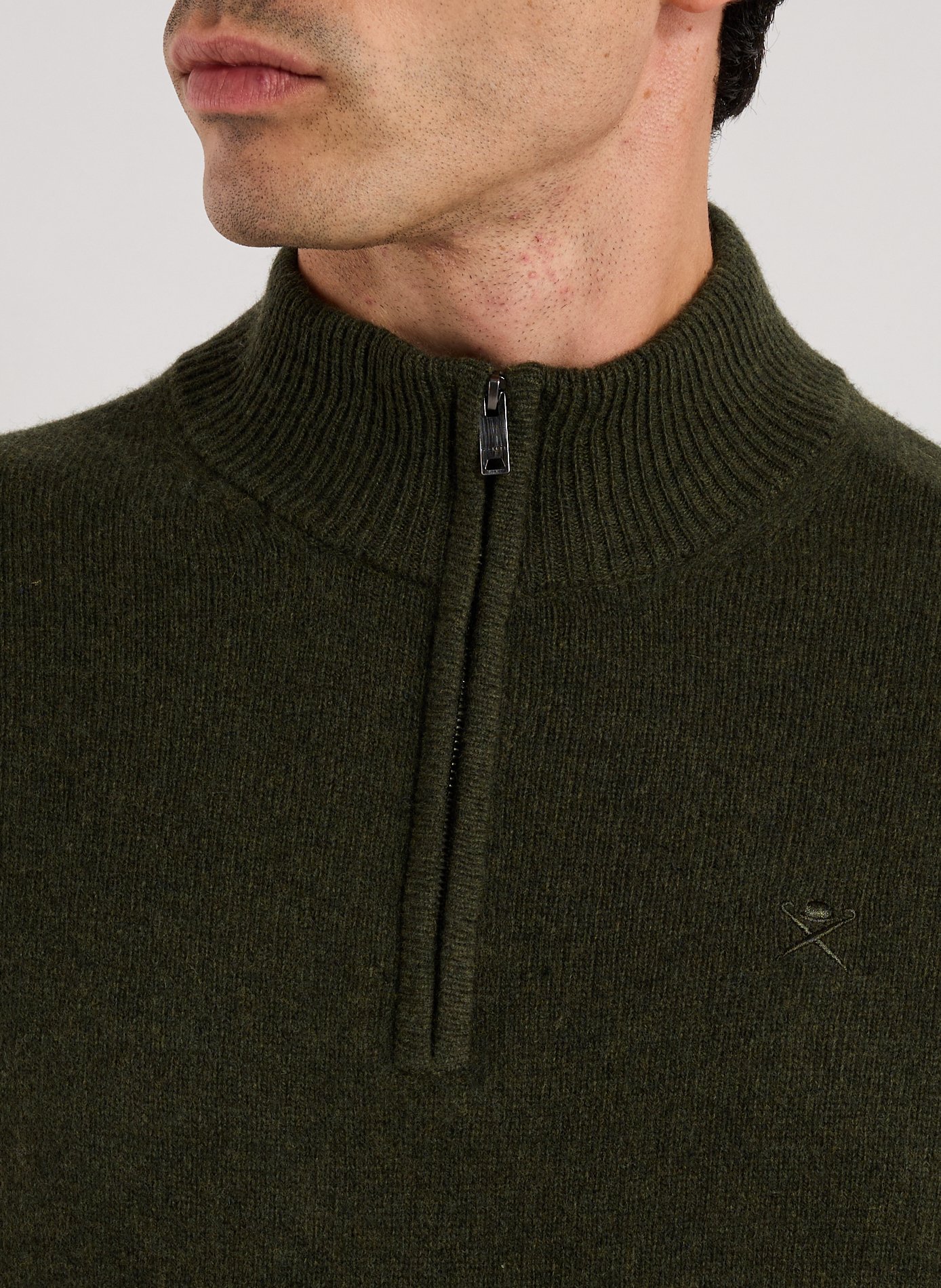 High collar sweatshirt in wool HACKETT Green