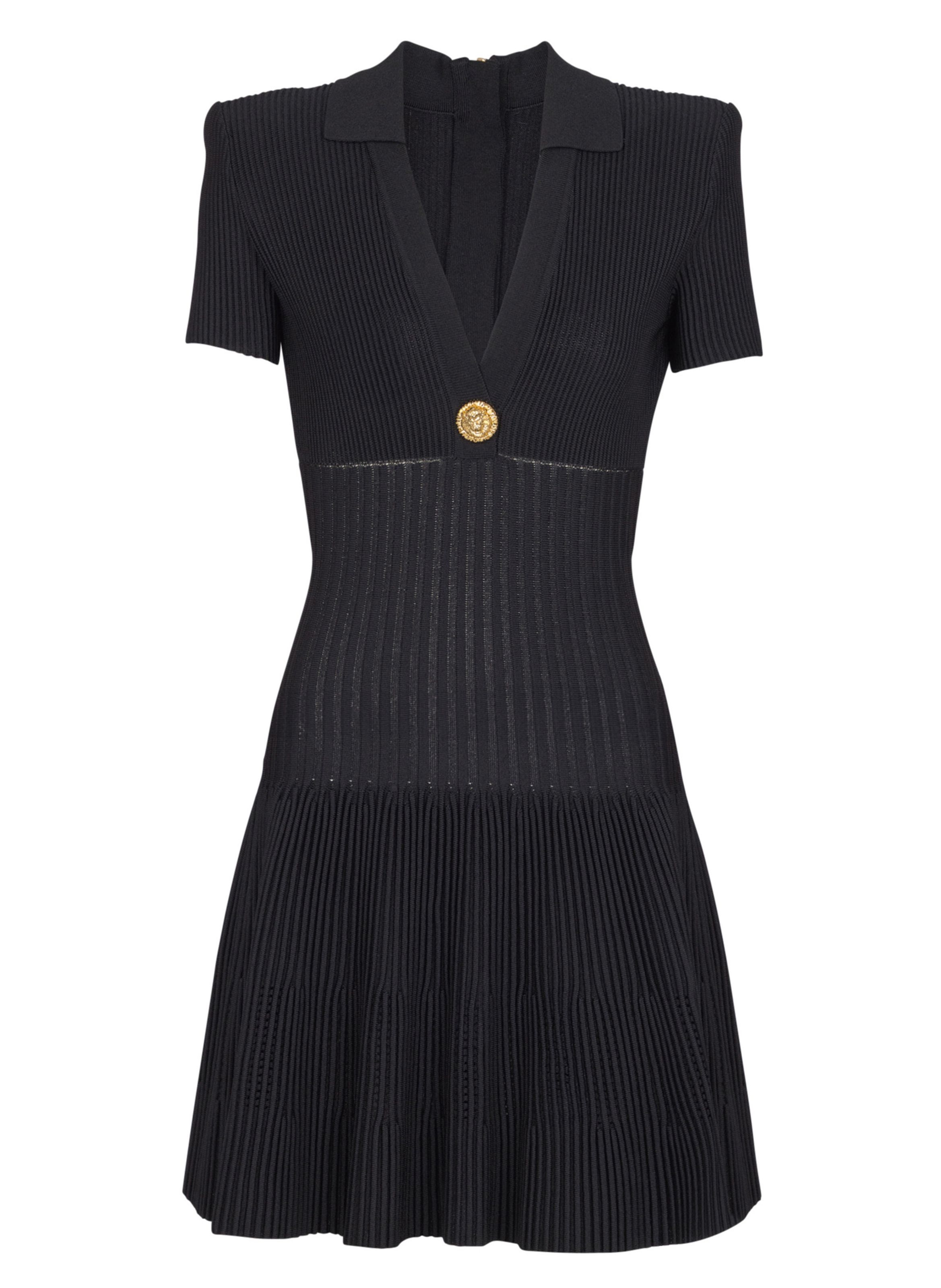 Robe courte évasée en maille BALMAIN Noir
