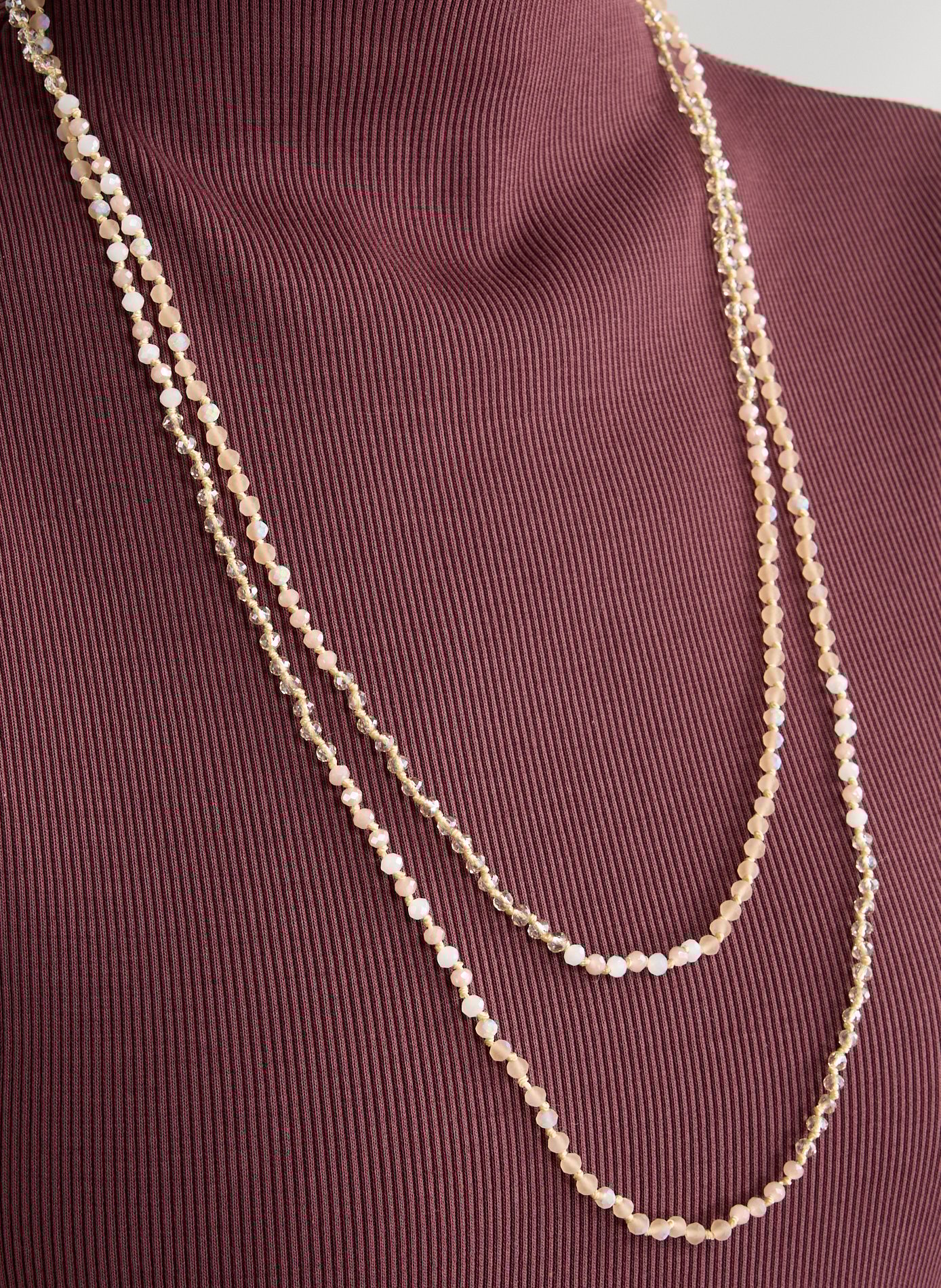 Collier sautoir à perles AU PRINTEMPS PARIS Rose
