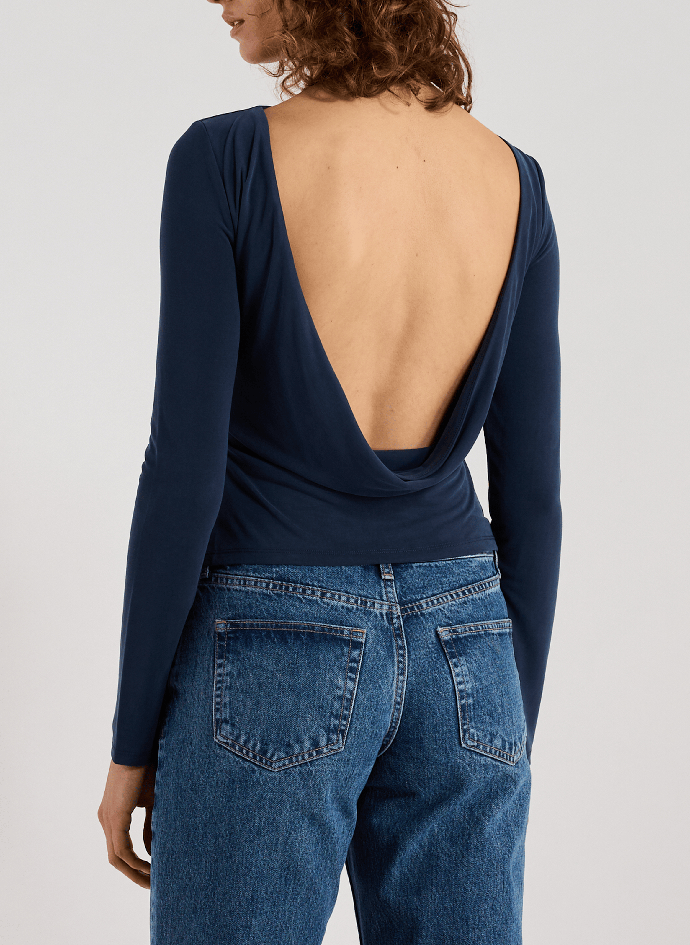 Top uni à manches longues TOPSHOP Bleu