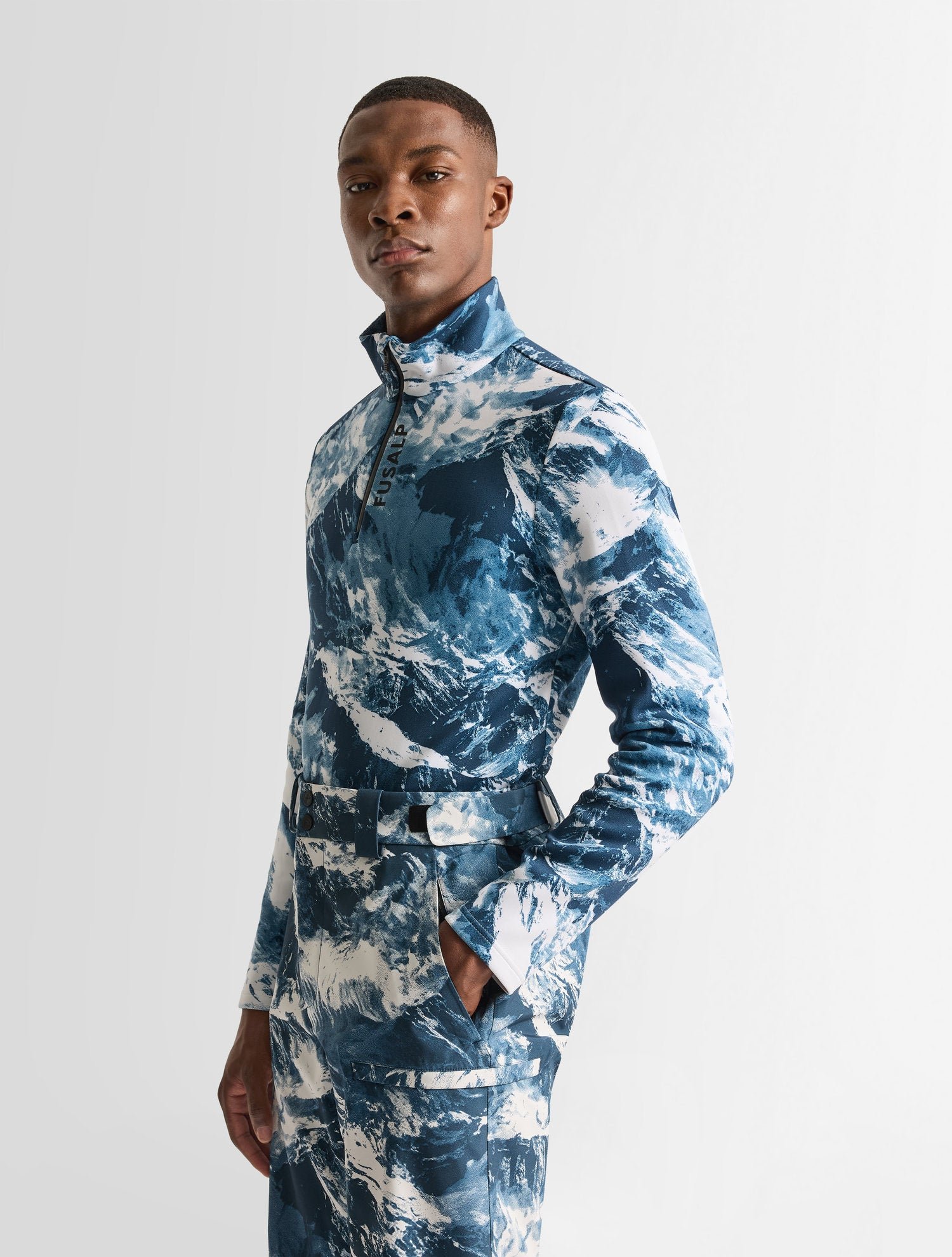 T-shirt manches longues de ski timothy col montant coupe regular FUSALP Bleu