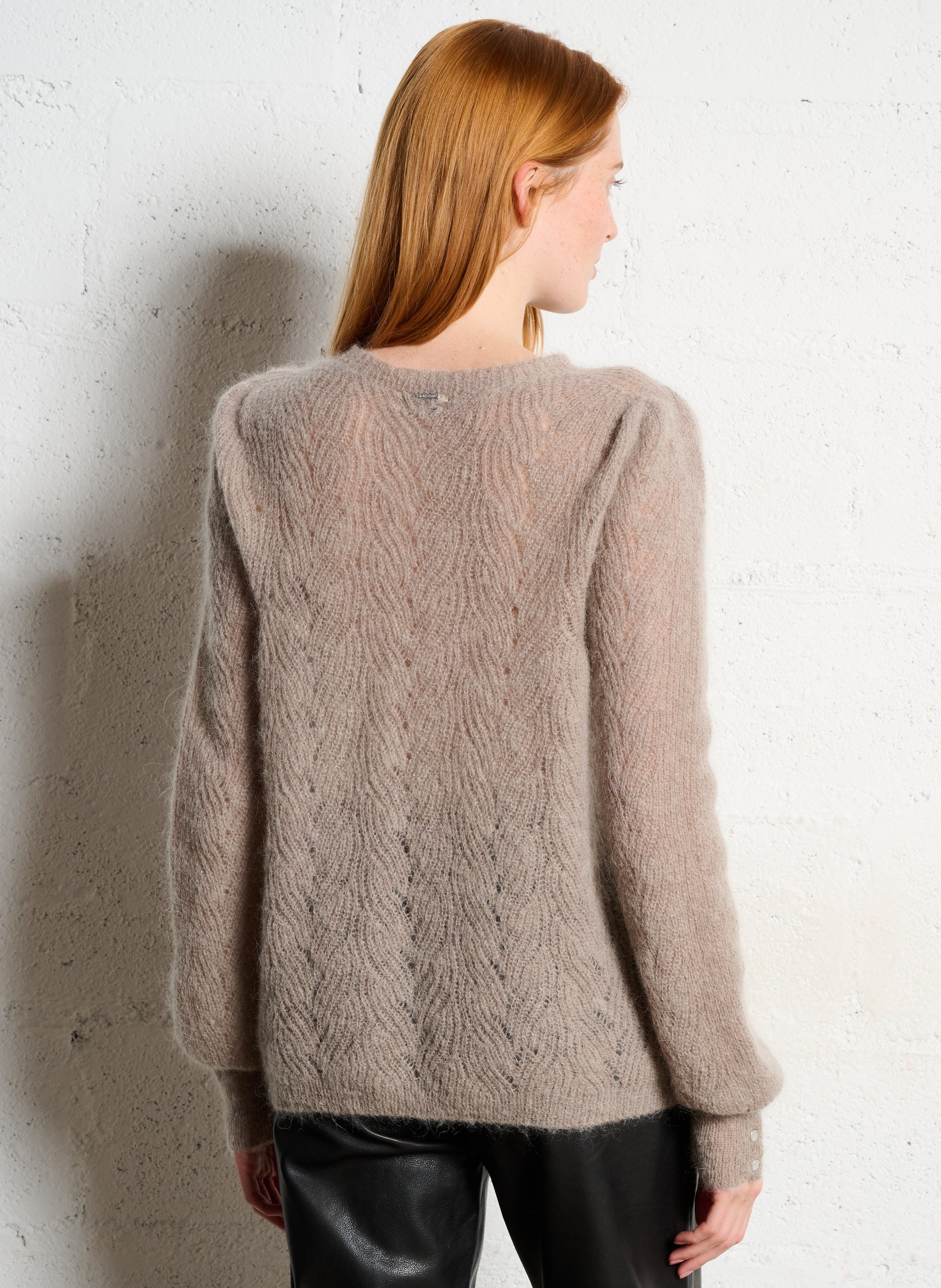 Pull droit en mohair mélangé IKKS Beige