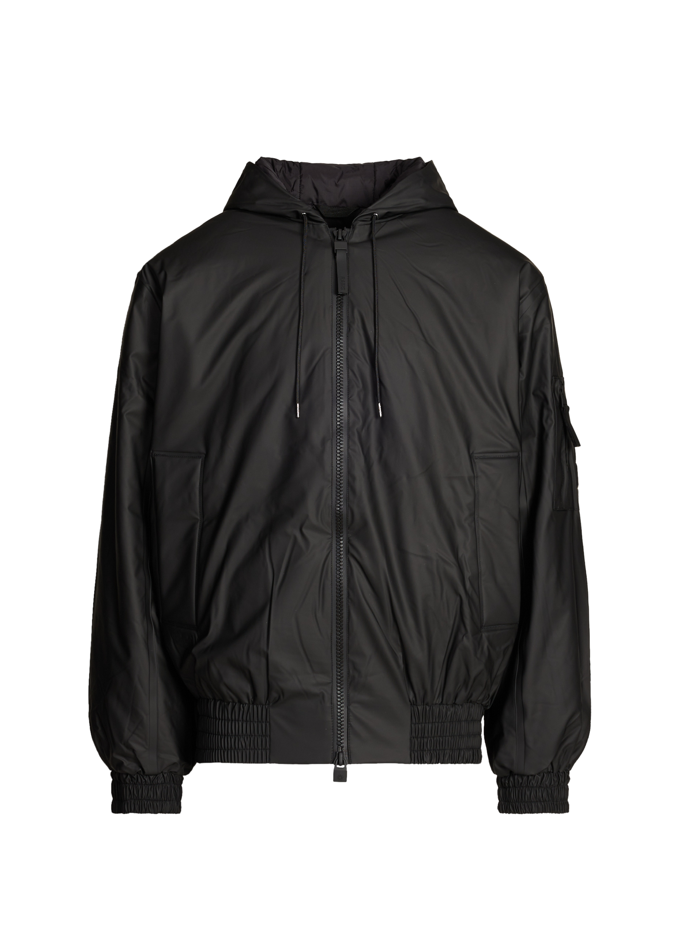 RAINS Blouson matelassé ample à capuche Noir