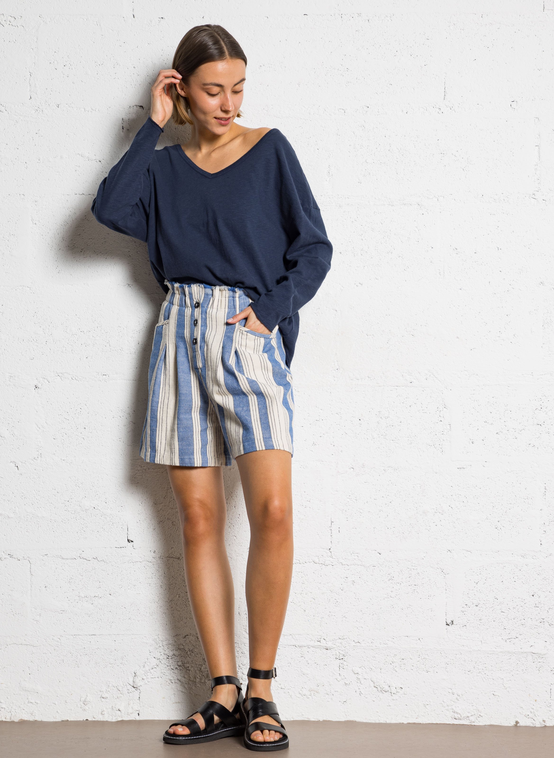 Tee-shirt manches longues en coton sonoma AMERICAN VINTAGE Bleu