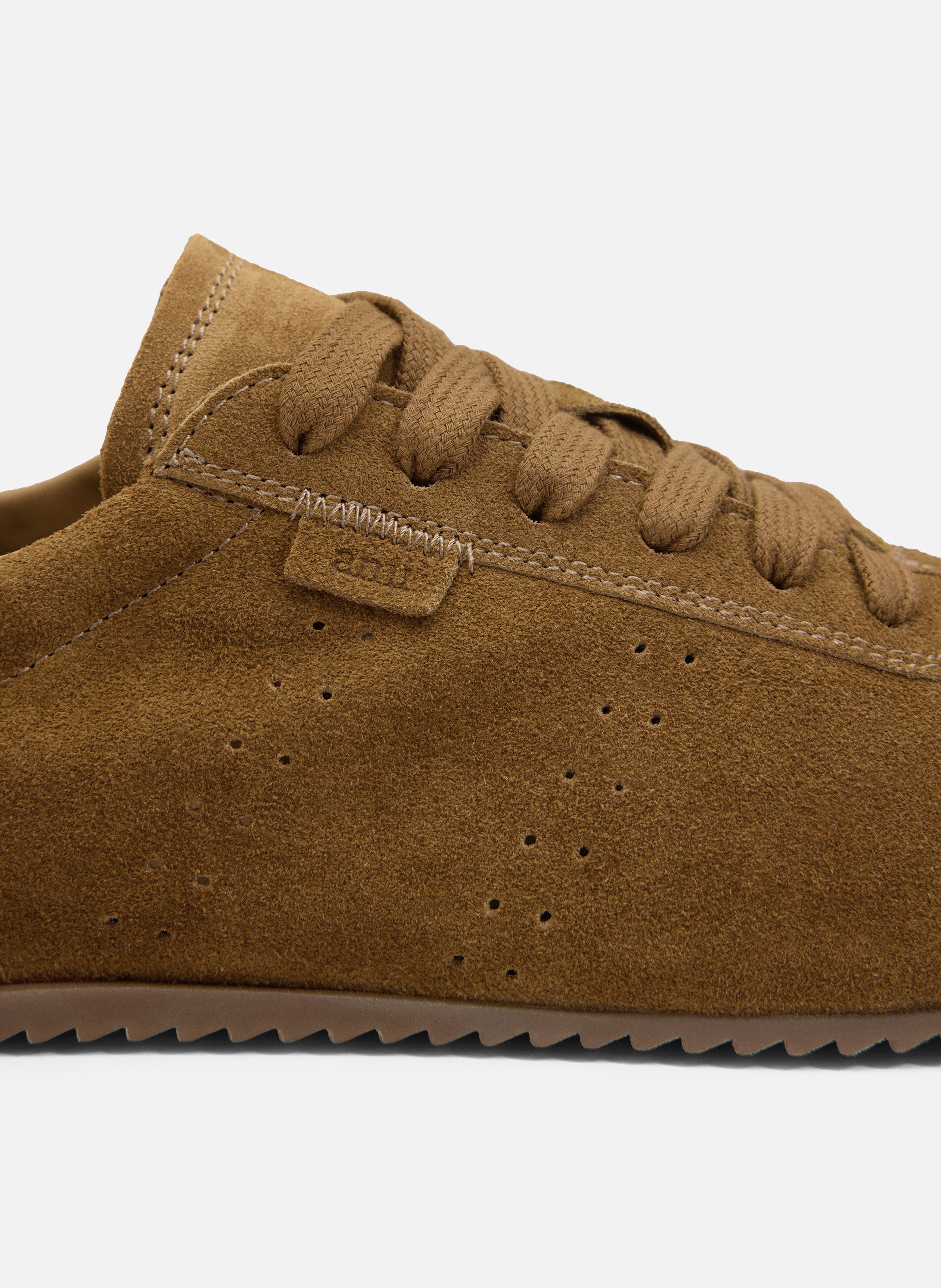 Sneakers soft unisexes en cuir de veau AMI PARIS Marron