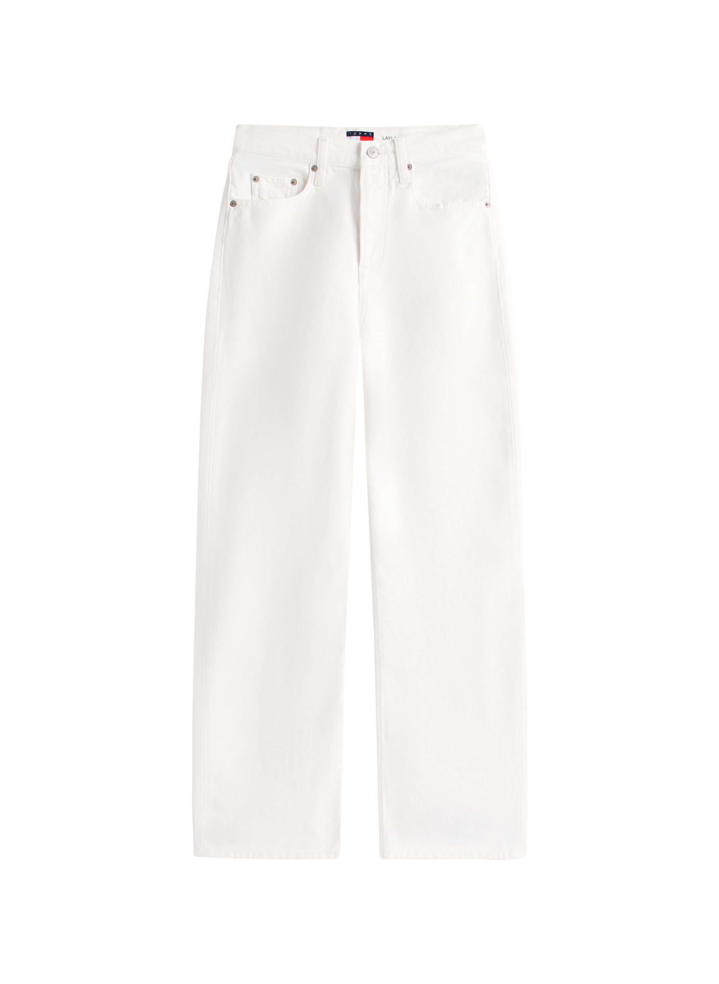 Jean droit taille haute en coton mélangé TOMMY HILFIGER Blanc