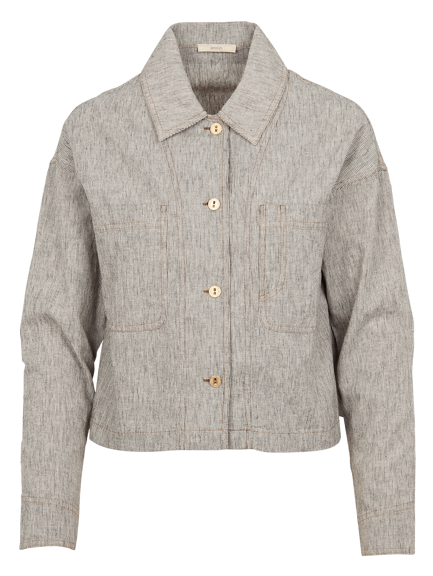 Surchemise droite courte en lin mélangé notteri SESSUN Gris