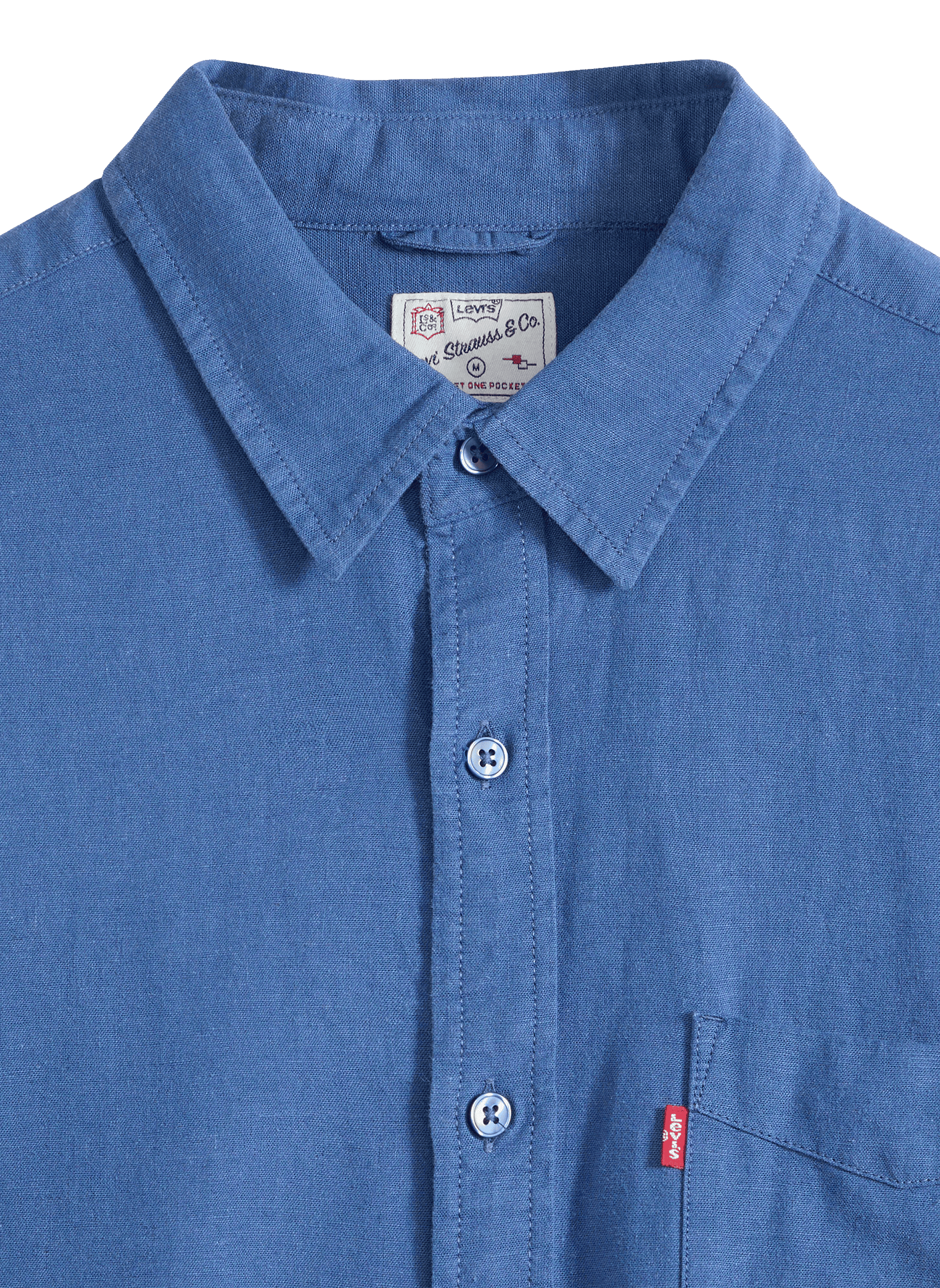 Chemise col classique en lin et coton mélangé LEVI'S Blu