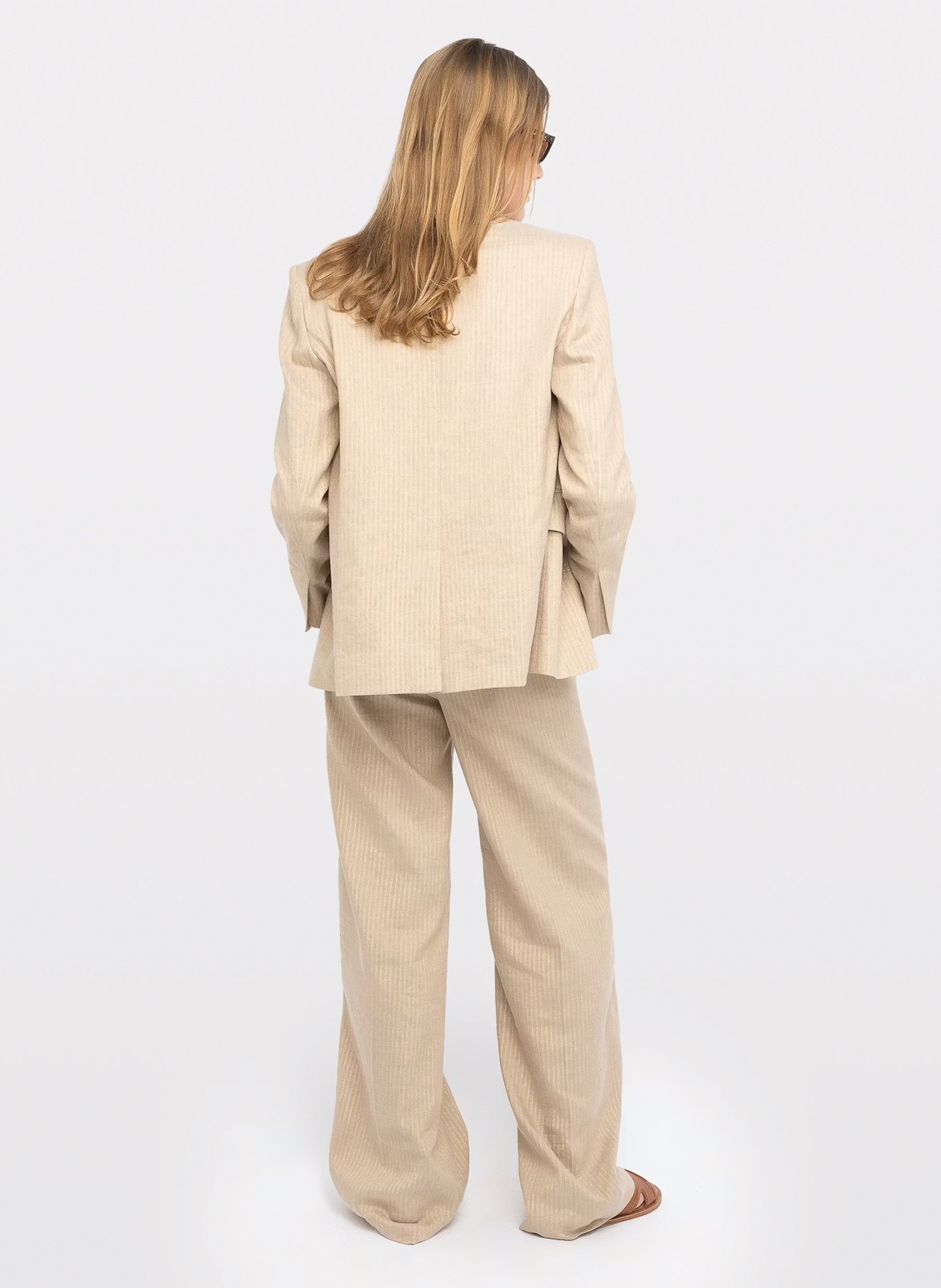 Veste tailleur droite rayée en lin mélangé vavy ZADIG&VOLTAIRE Beige