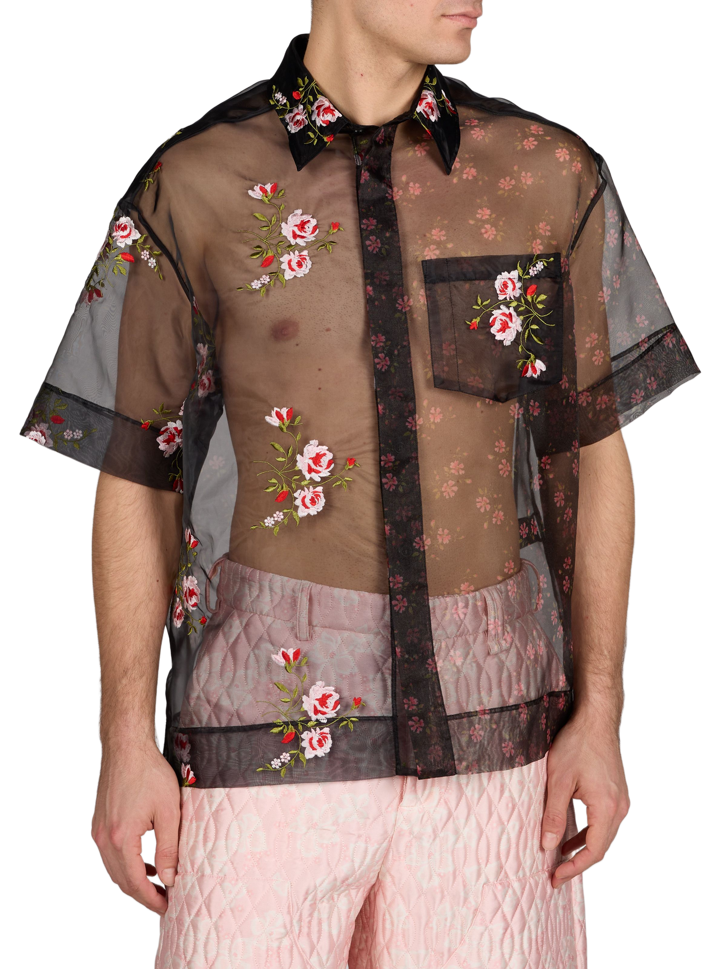 Square Patchwork Sheer Shirt SIMONE ROCHA Black