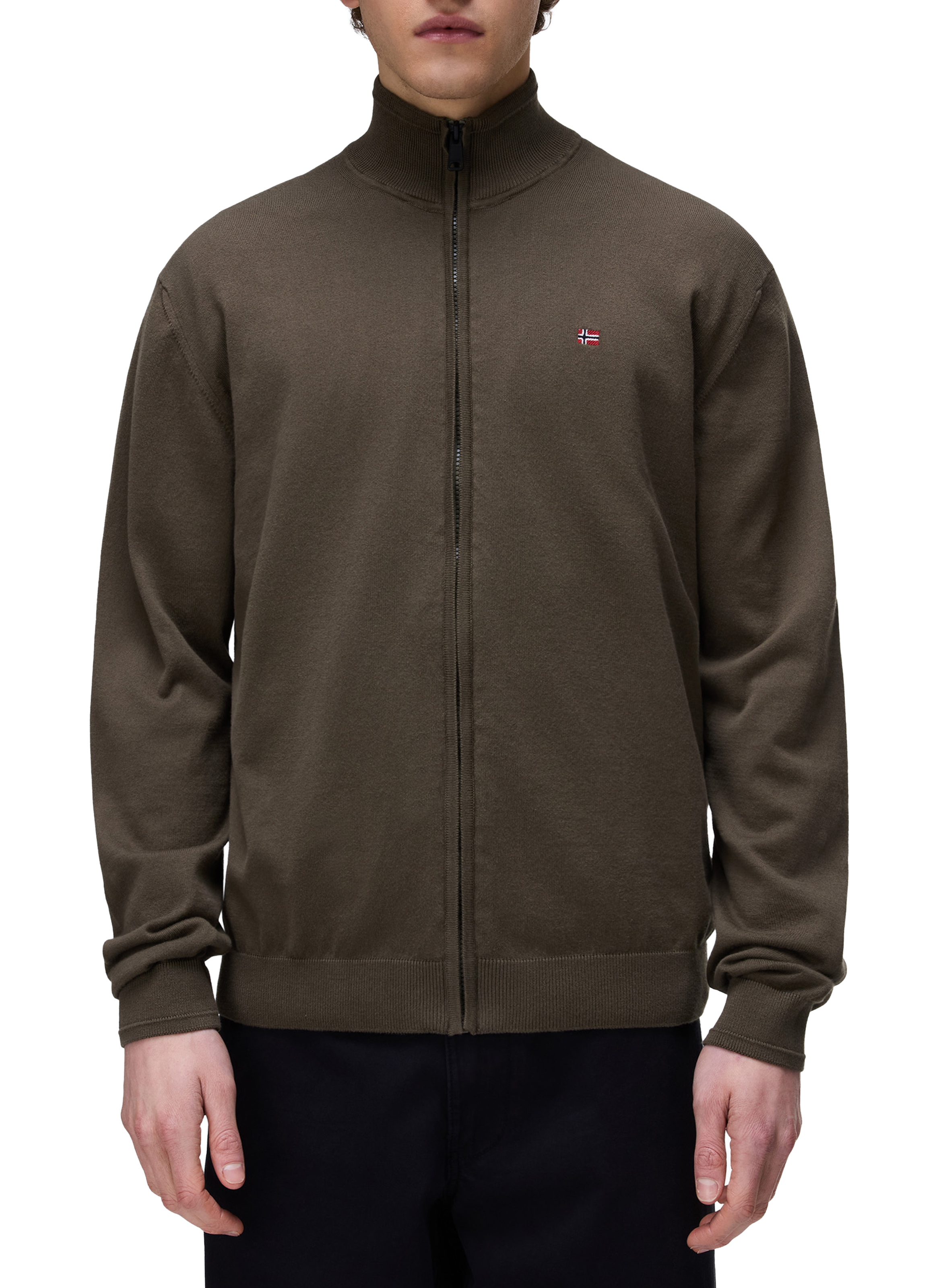 Gilet droit à col montant en coton NAPAPIJRI Kaki