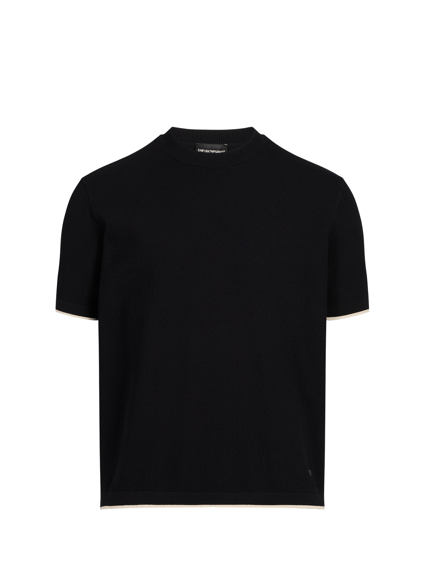 T-shirt col rond en coton piqué EMPORIO ARMANI Bleu