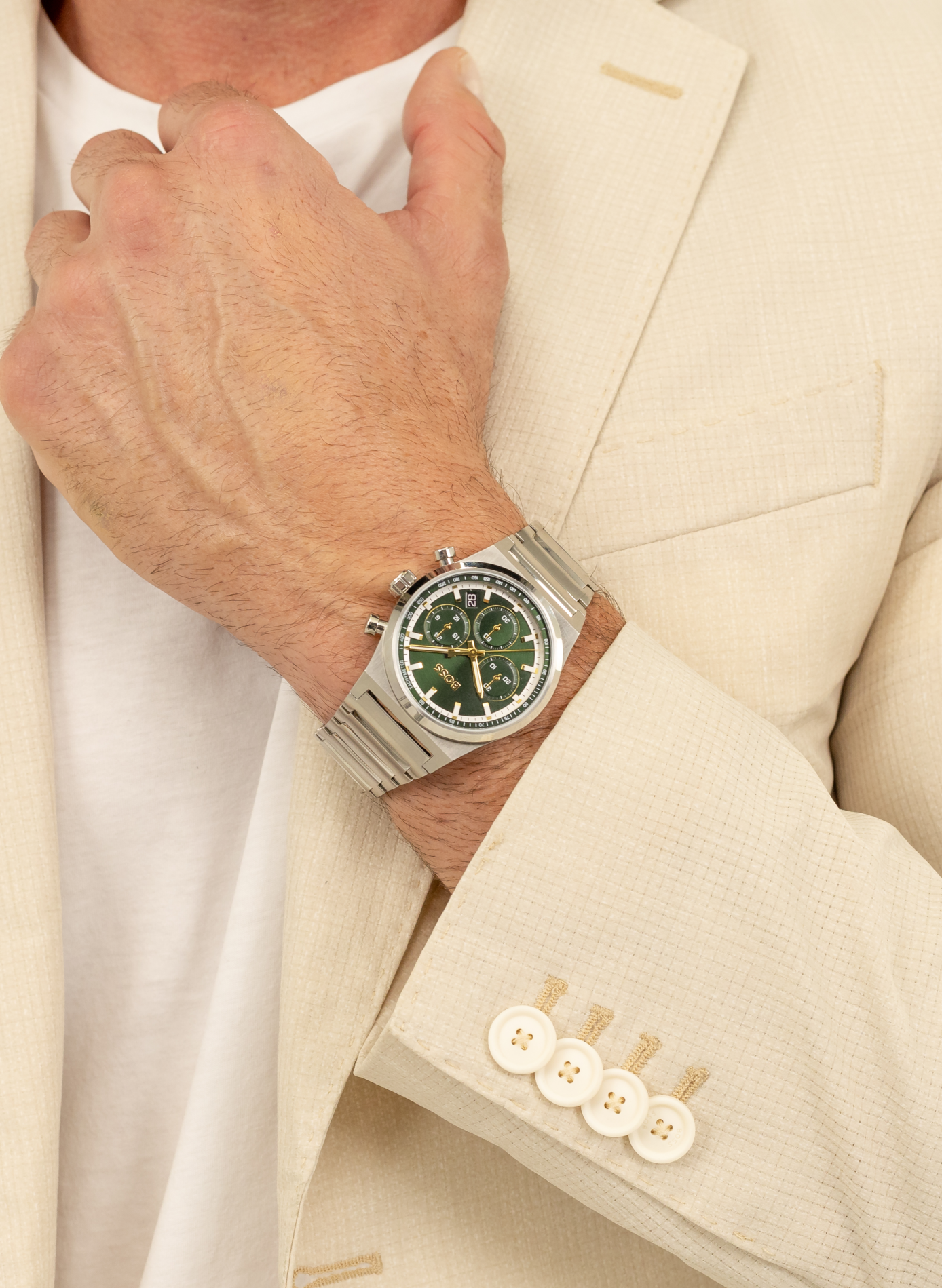 Montre quartz Candor Chrono en acier inoxydable BOSS MONTRES Vert