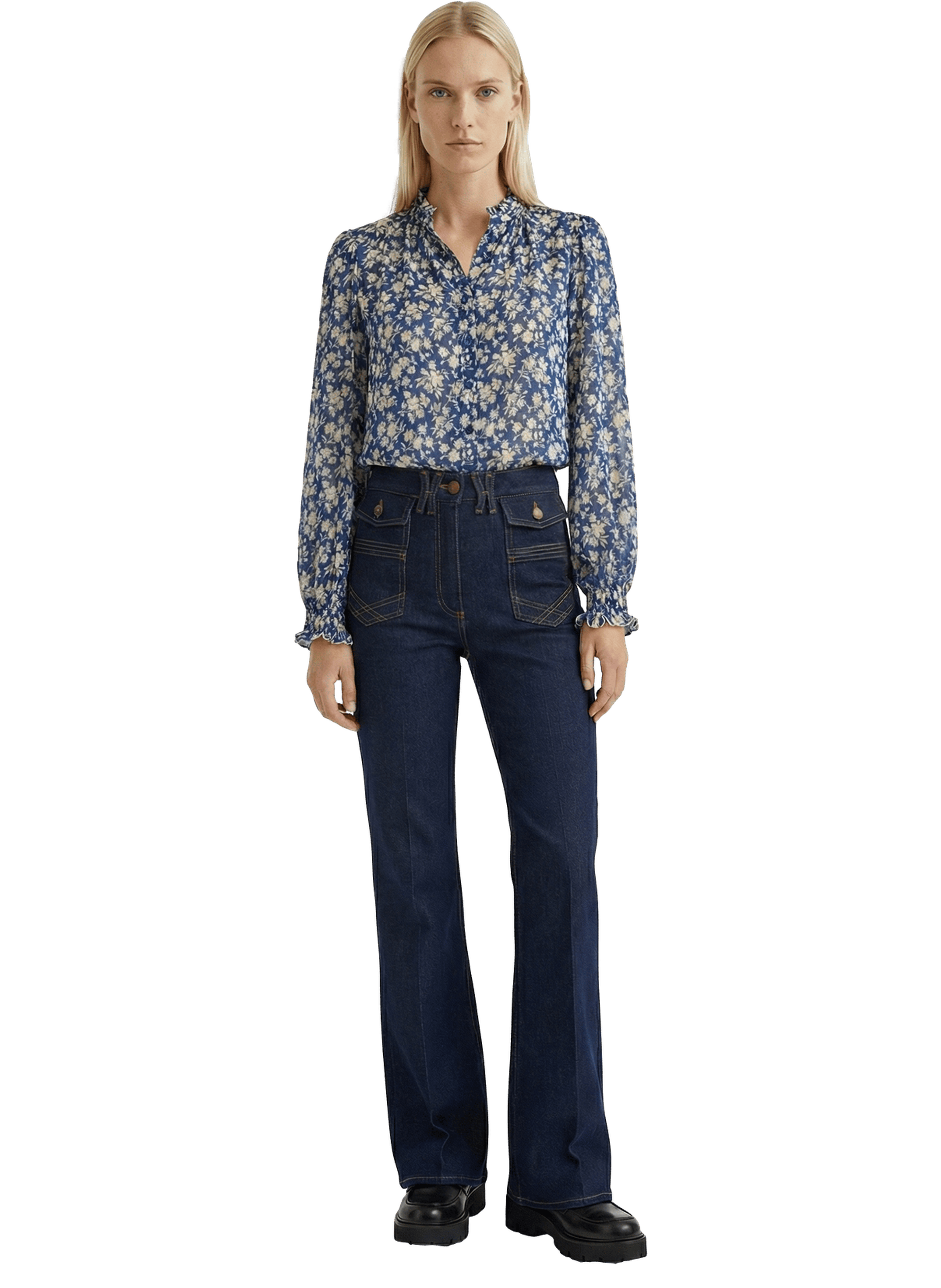 Chemise à fleurs et lurex - casy GERARD DAREL Bleu