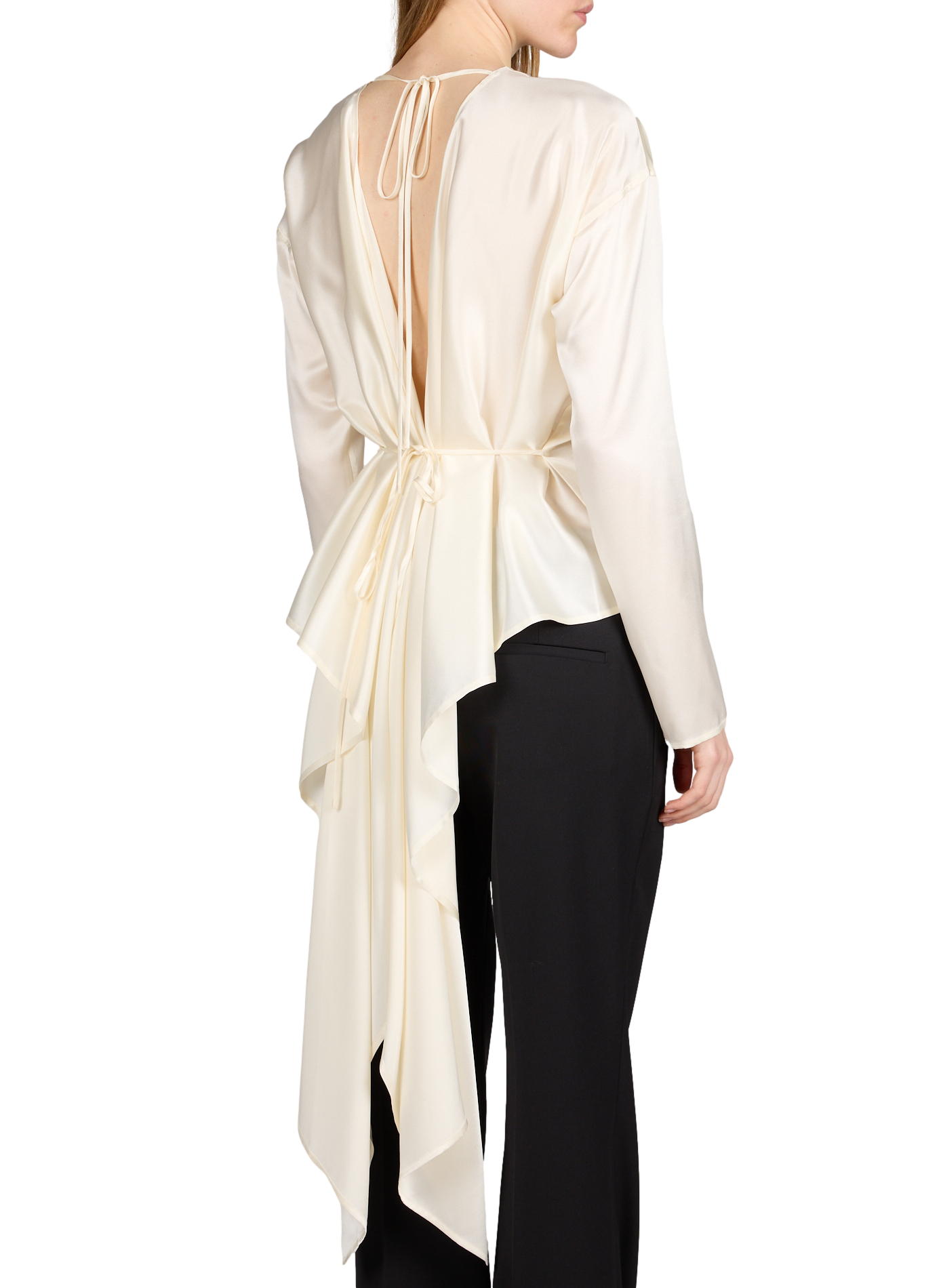 Satin tie-up silk top HELMUT LANG White