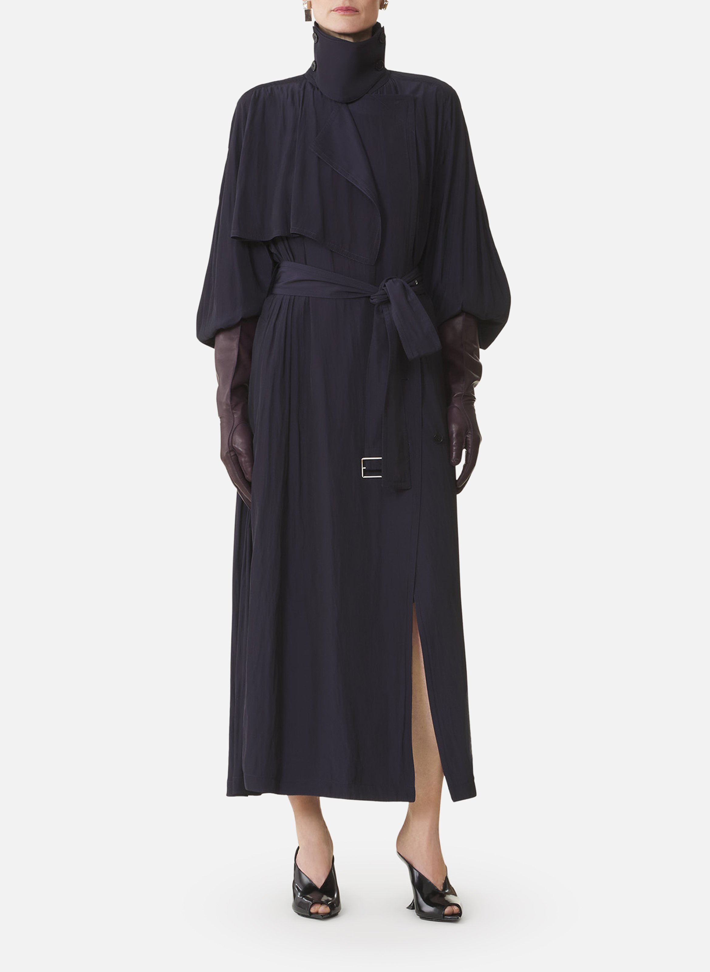 Trench fluide en charmeuse LANVIN Bleu