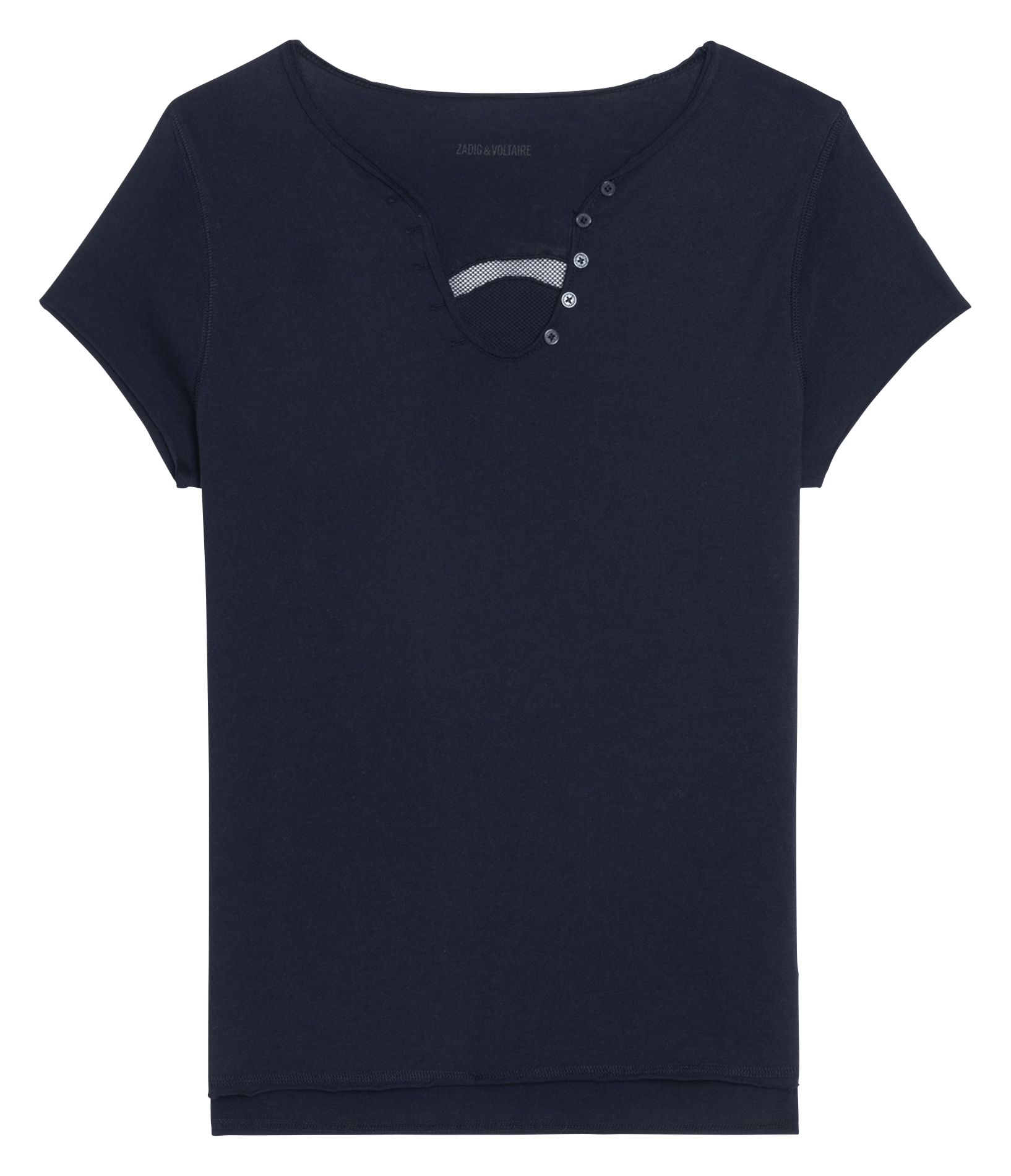 Tee-shirt col v en coton bio fishnet ZADIG&VOLTAIRE Bleu