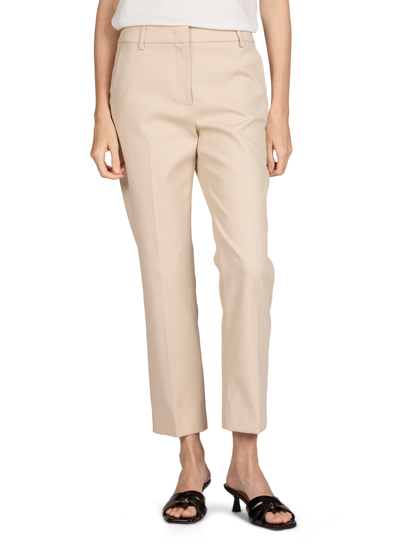 Pantalon slim à plis en coton stretch  MAX MARA WEEK END Beige