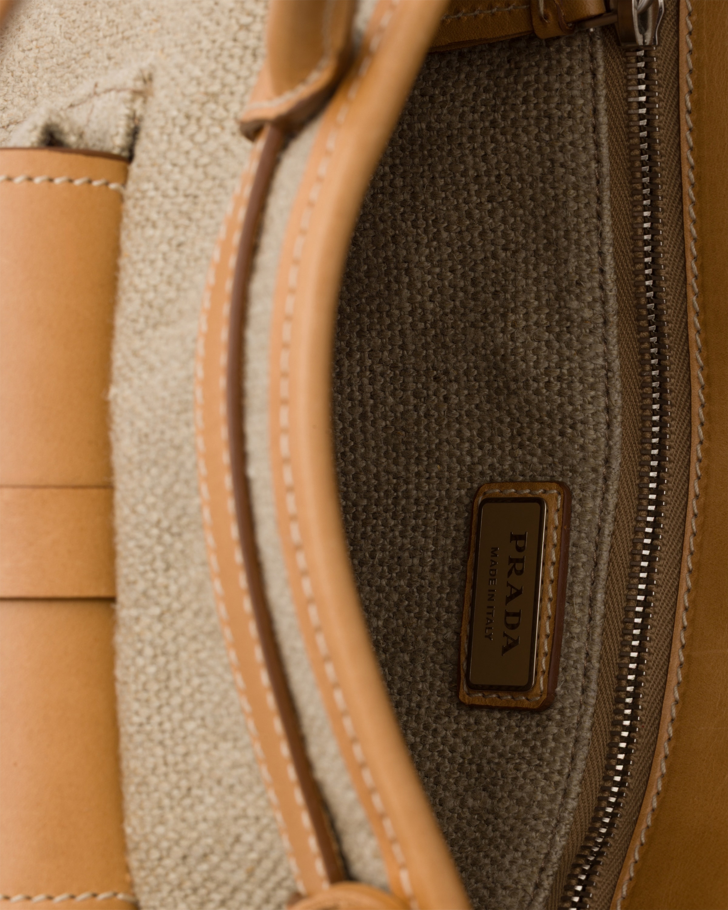 Cabas prada bonnie en lin et cuir PRADA Beige