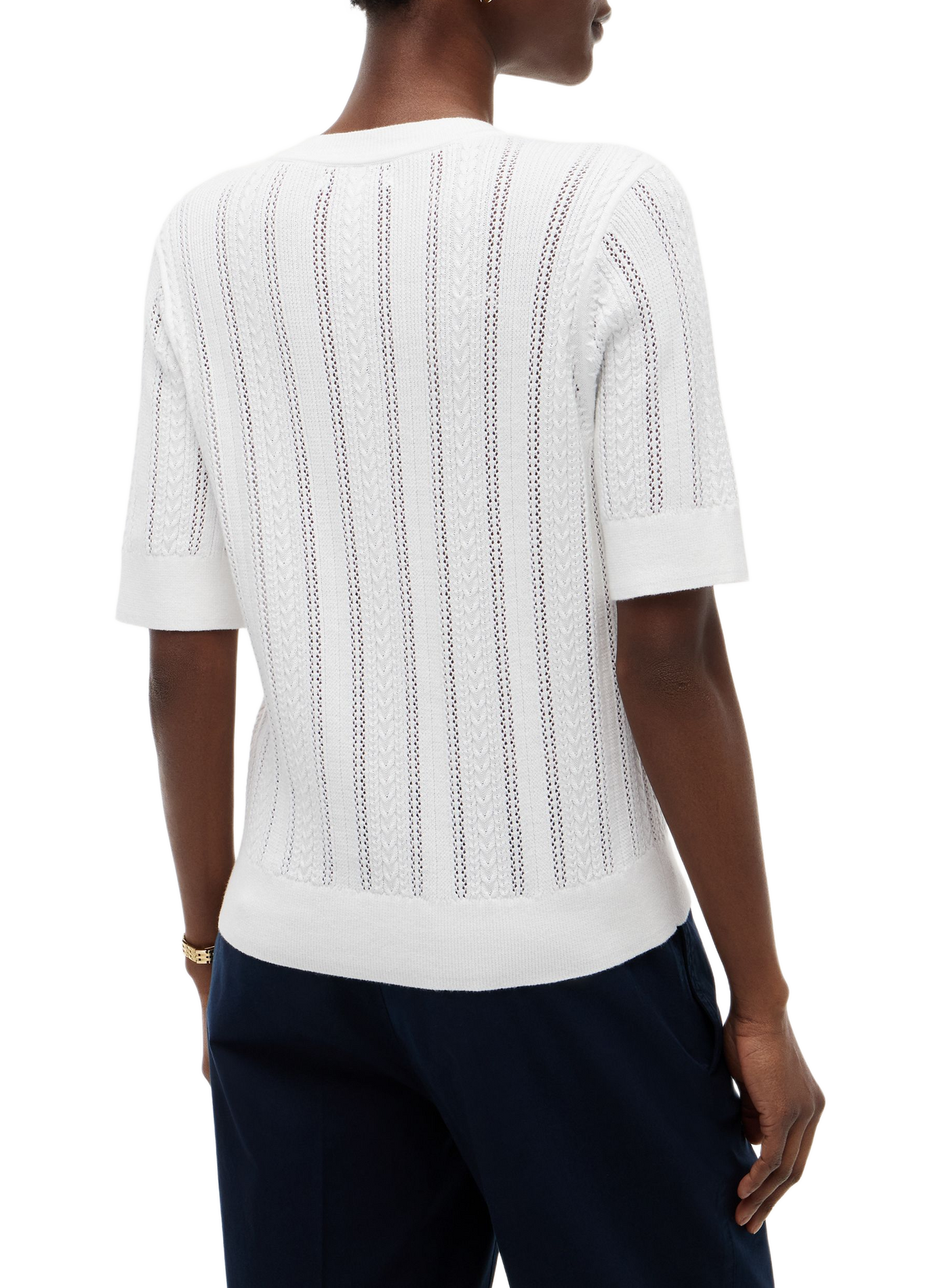 Round neck top in mixed cotton TOMMY HILFIGER Blue