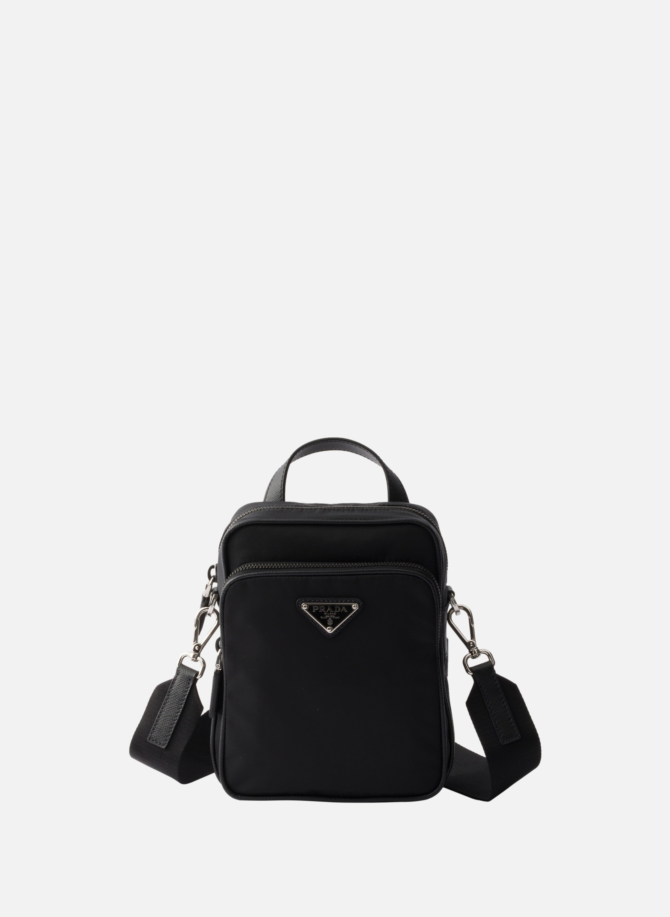 Sac porté épaule en re-nylon et cuir saffiano PRADA Noir