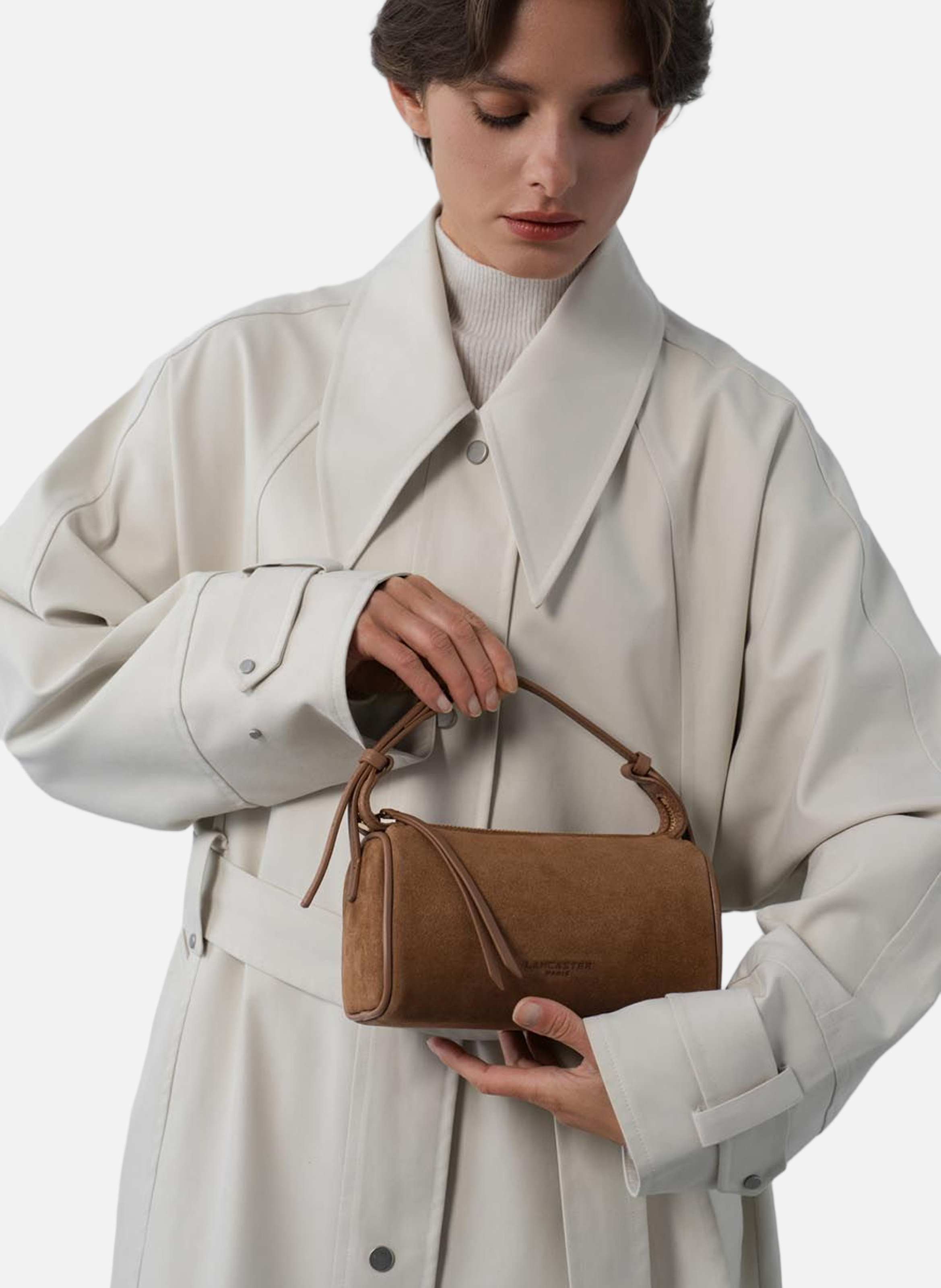 Petit sac rectangle - suède LANCASTER Marron