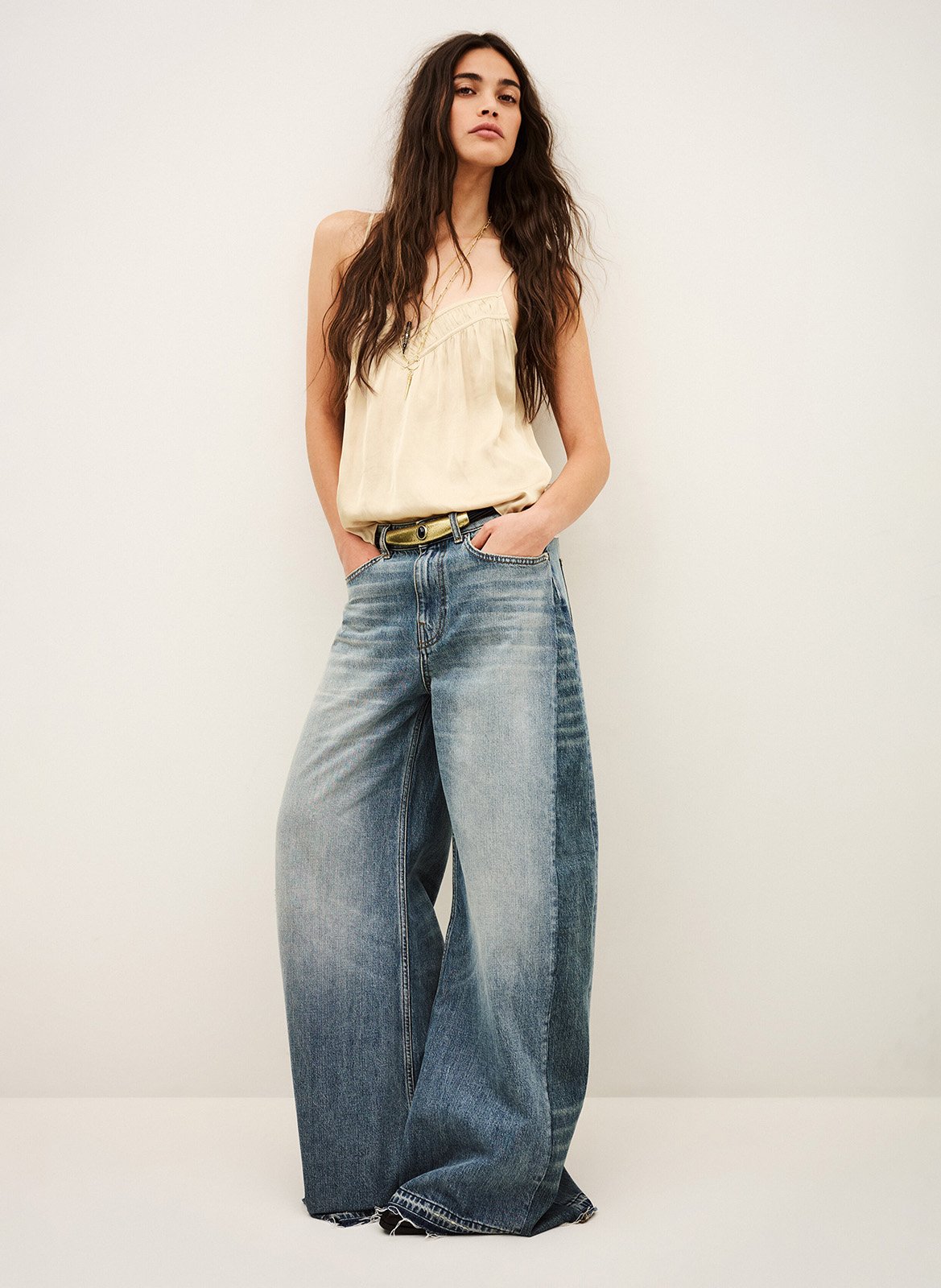 Top oversized V-hals Clovis | Beige BA&SH Dames