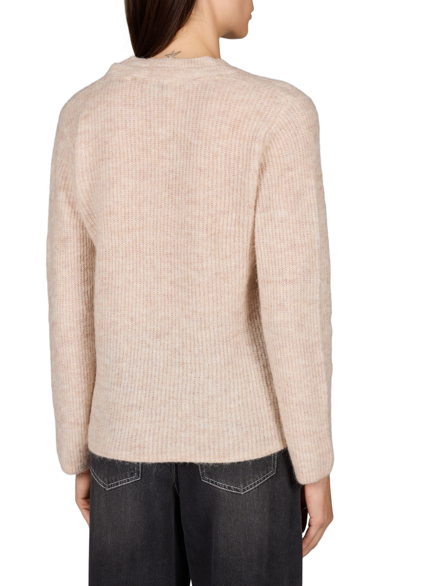 V-neck knitted sweater | Beige OBJECT Women