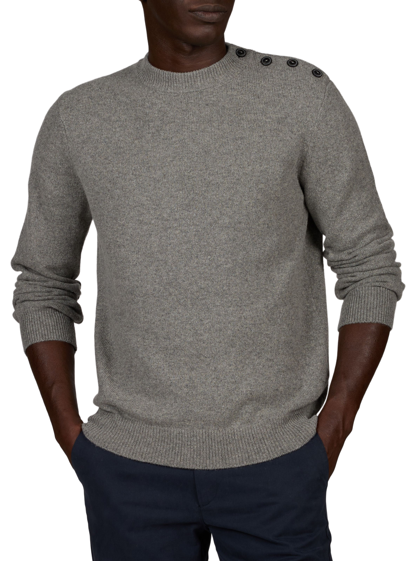 Pull droit col montant en laine mélangée AIGLE Gris