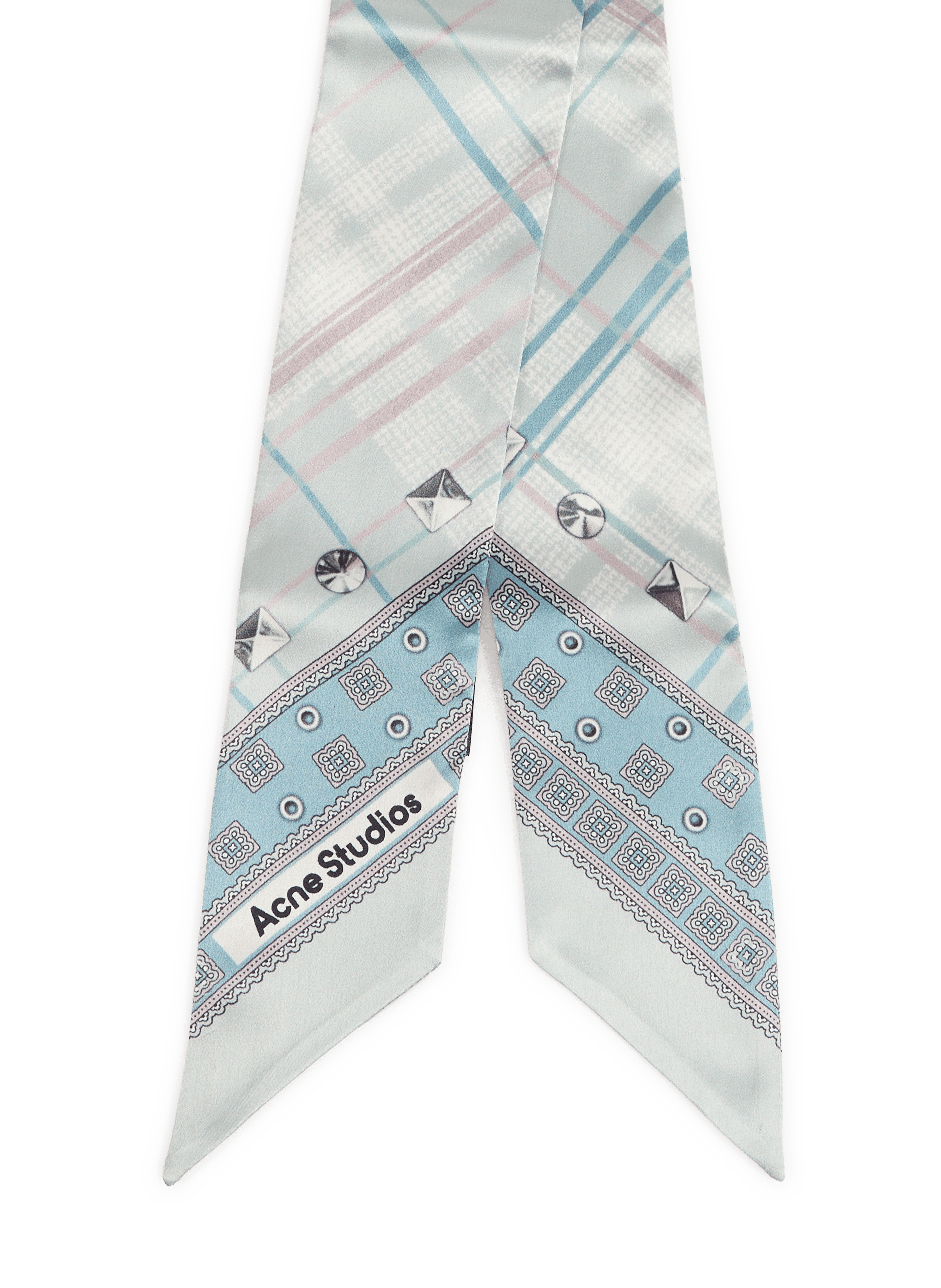 Thin printed silk scarf ACNE STUDIOS Blue