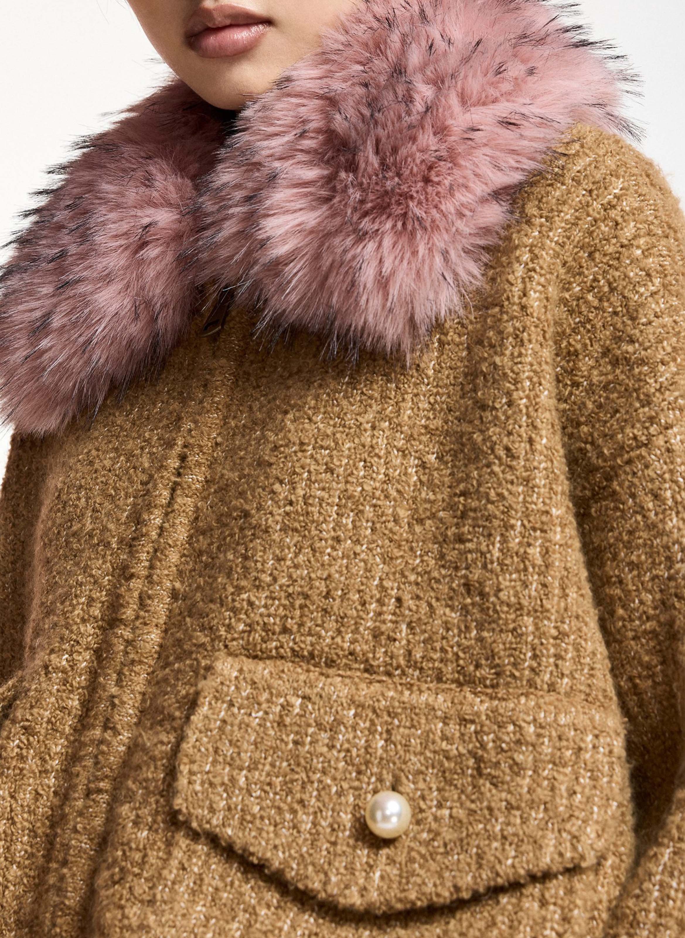 Blouson aviateur ample col amovible kanada ESSENTIEL ANTWERP Marron