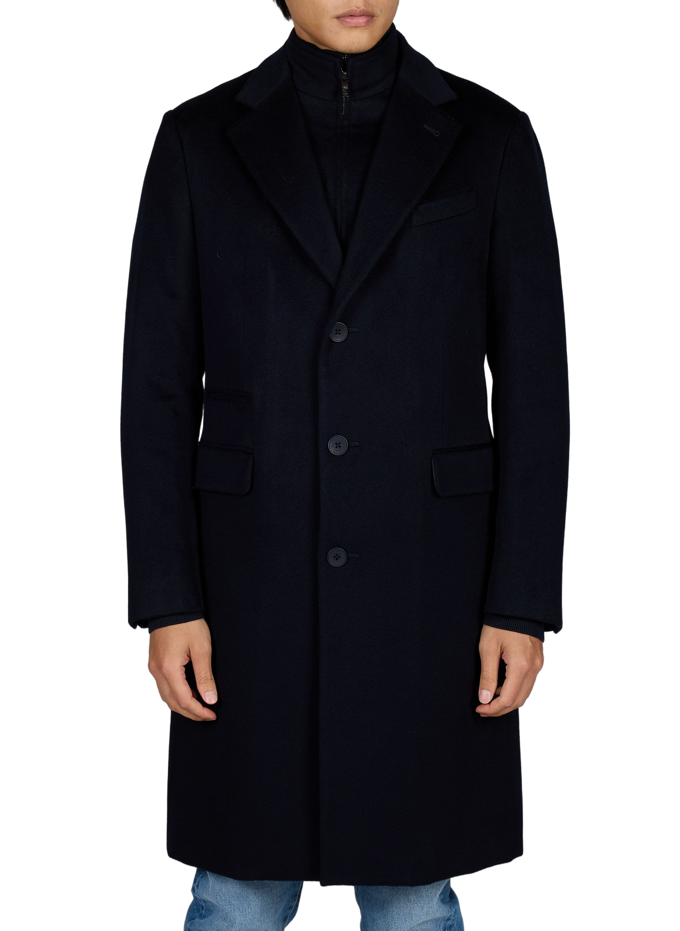 Rechte jas met knopen van kasjmier EMPORIO ARMANI Blauw