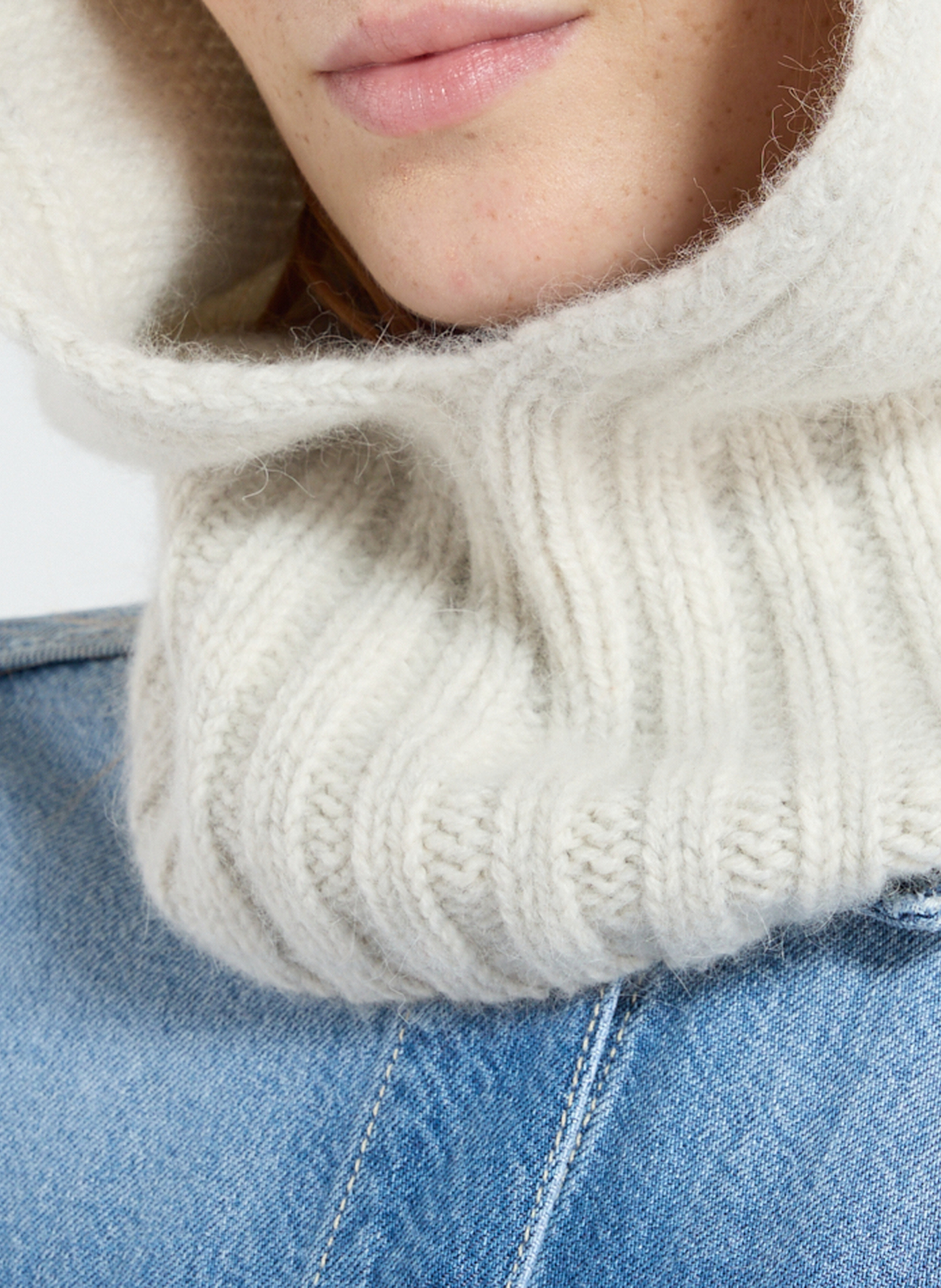 Cagoule en laine et angora MACKIE Blanc