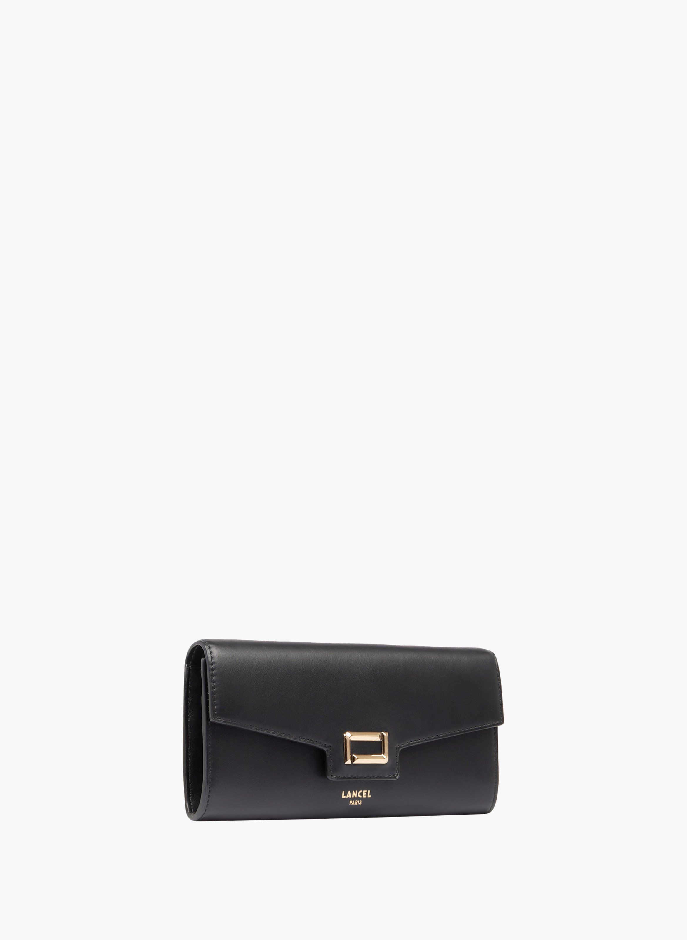 Portefeuille à rabat long angele de lancel en cuir noir lisse LANCEL Noir