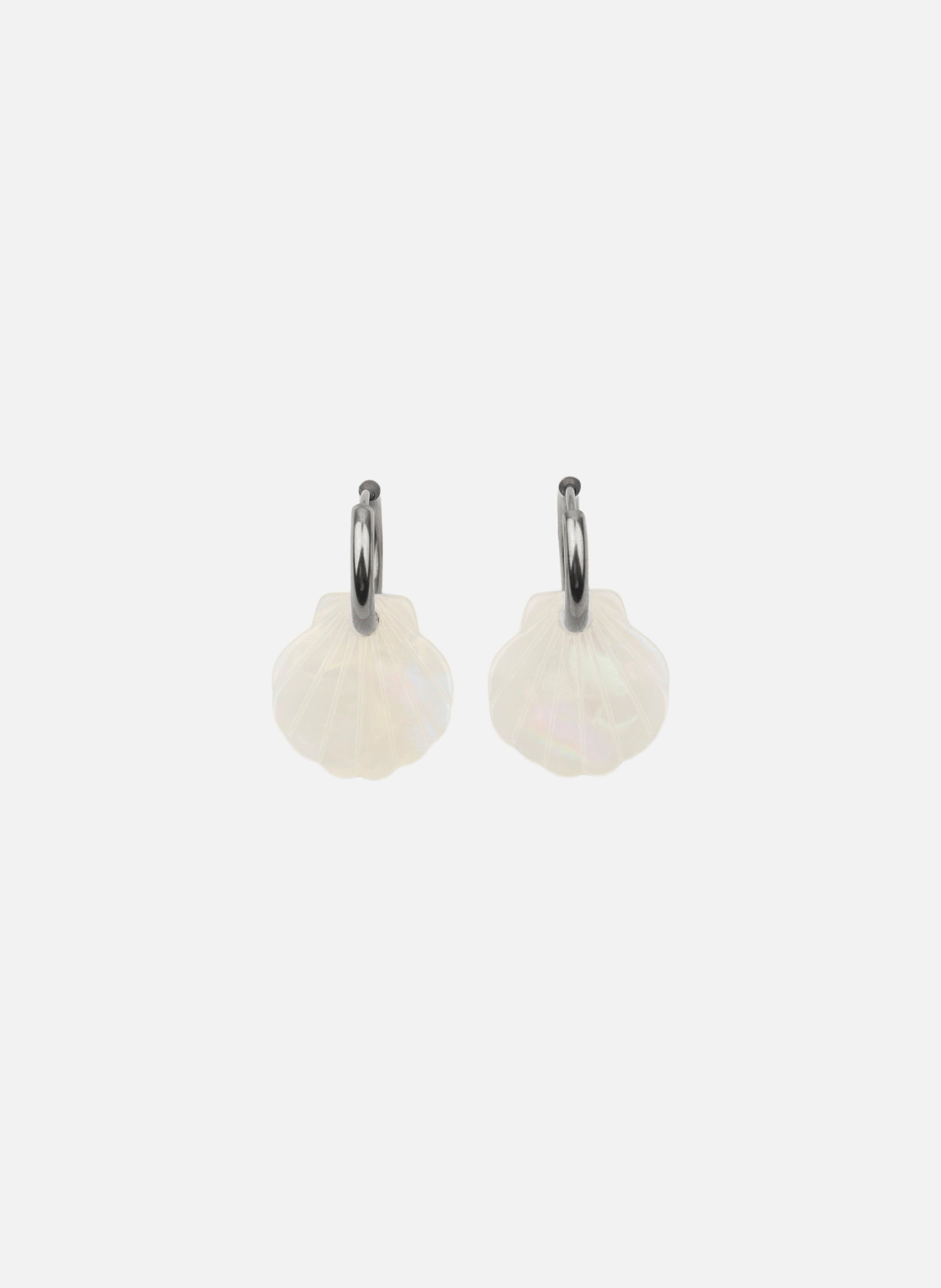 Boucles d'oreilles baby mermaid avec anneaux en acier inoxydable argenté  Irisée