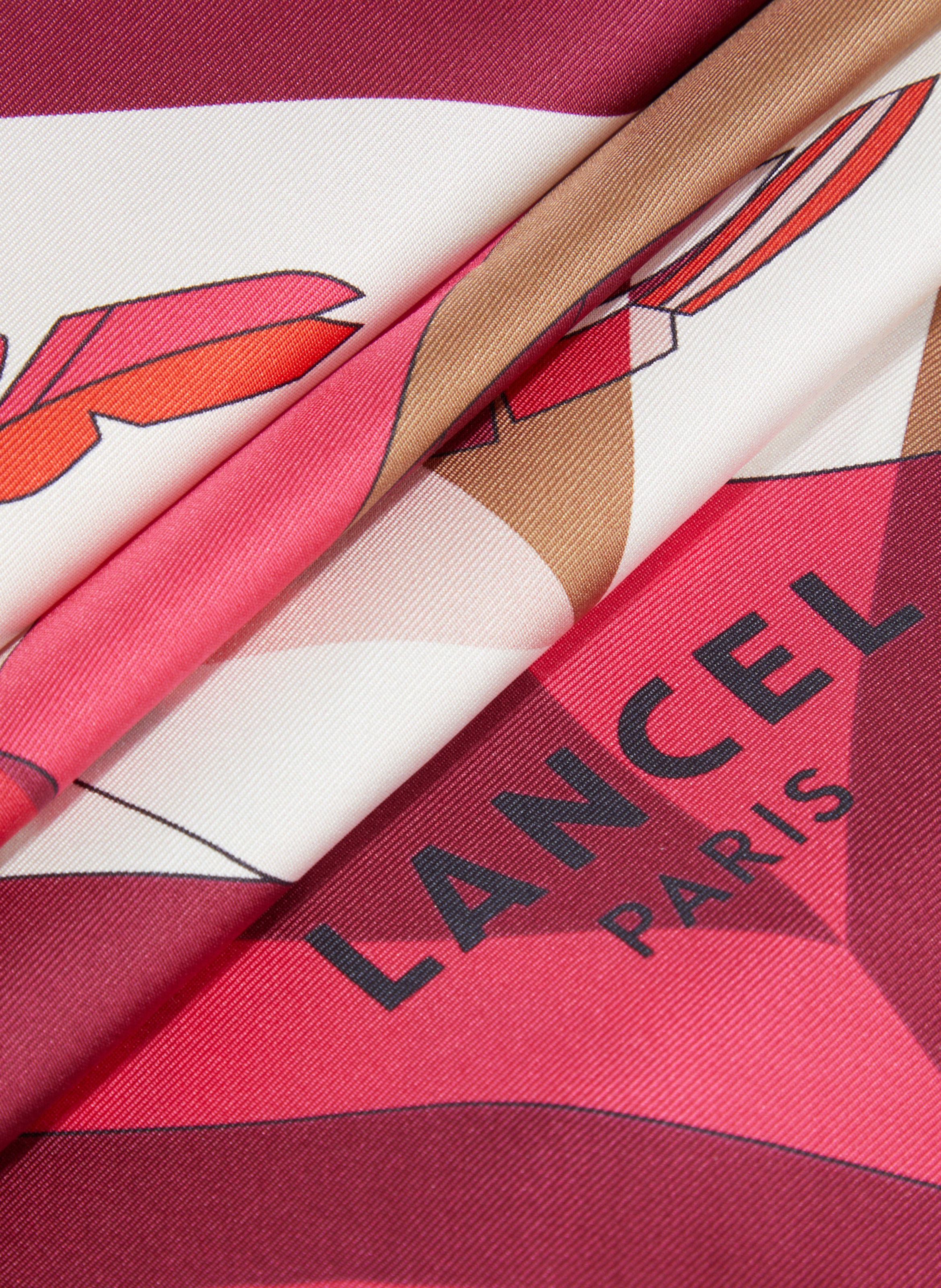 Zijden sjaal 90 met duo arabesque motief LANCEL Roze