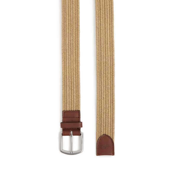 Shop Polo Ralph Lauren Elasticated Braided Belt In Beige