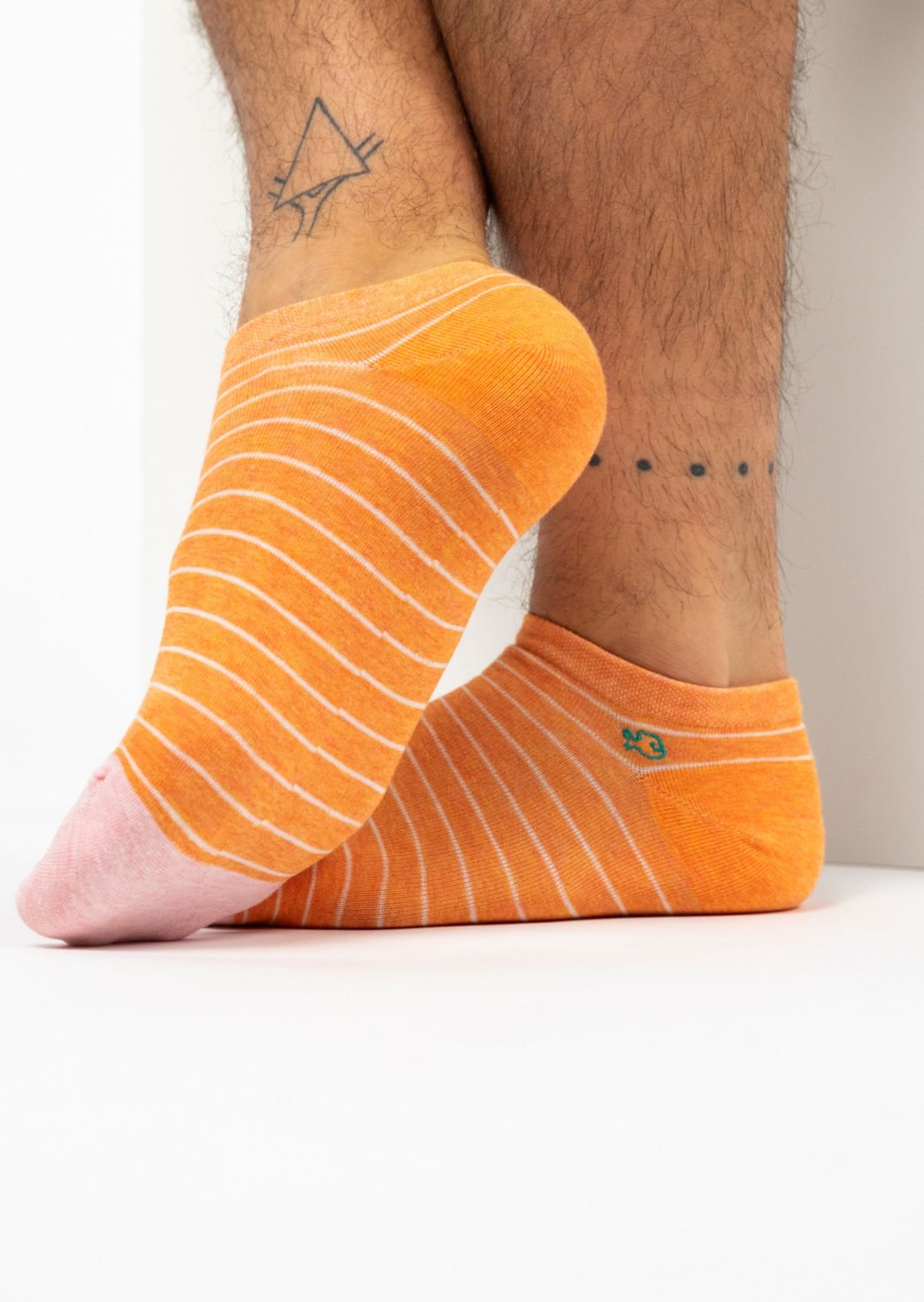 Socquettes en coton peigné à rayures fines BILLYBELT Orange