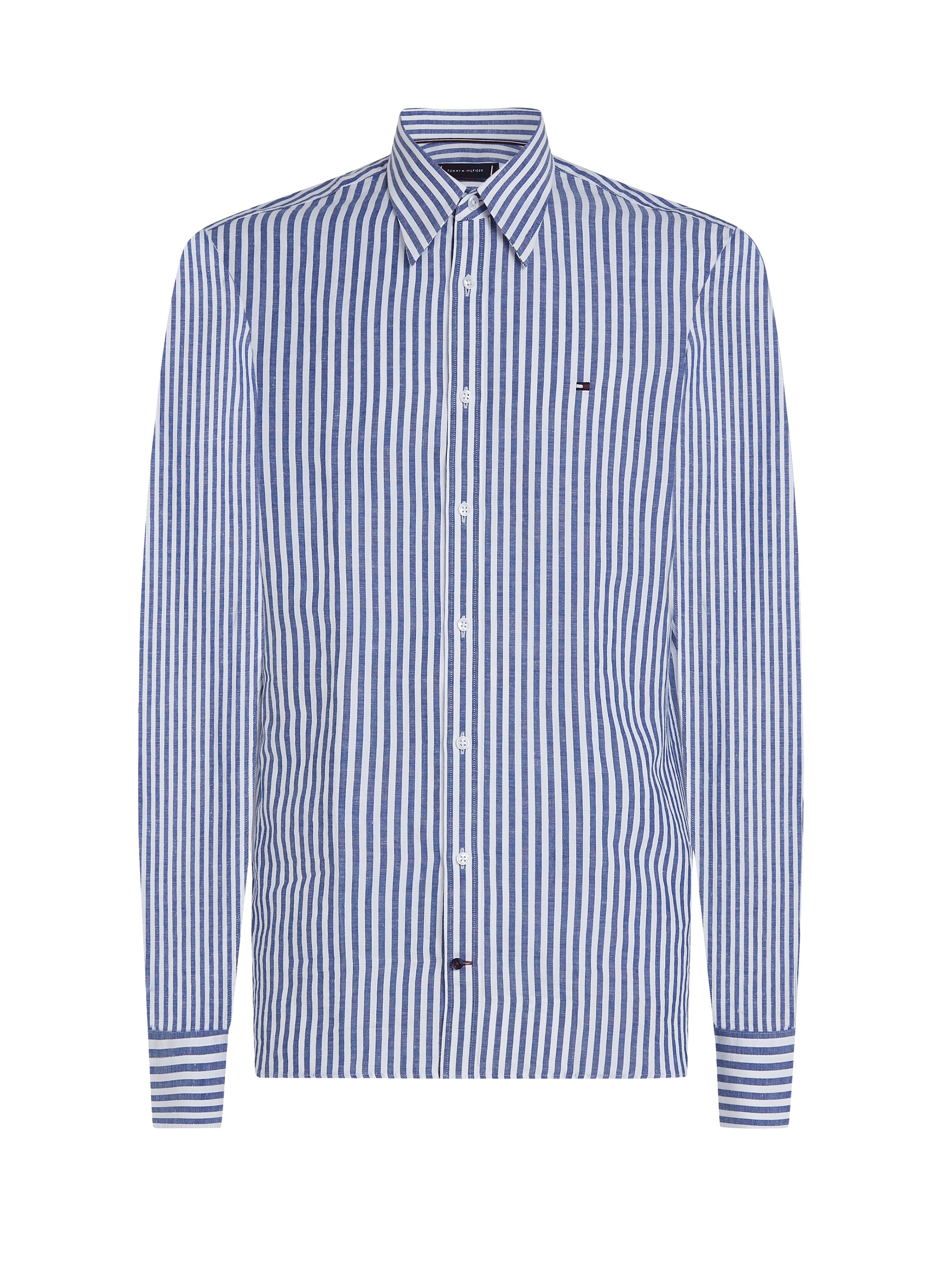 Chemise rayée en coton et lin TOMMY HILFIGER Bleu