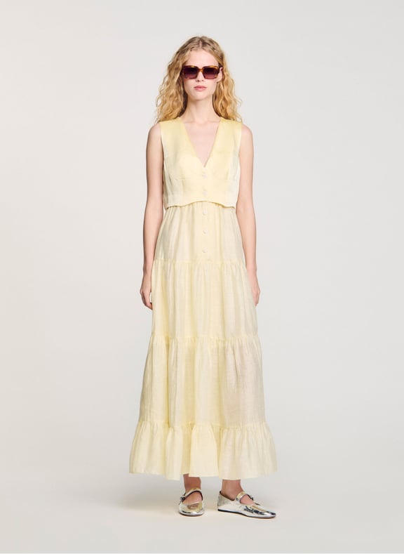 Robe longue col v Jaune by SANDRO SANDRO Robe longue col v Jaune
