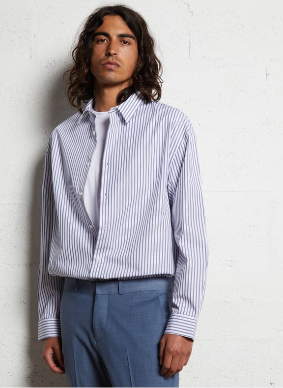 Chemise col classique rayée en coton Bleu by IKKS IKKS Chemise col classique rayée en coton Bleu
