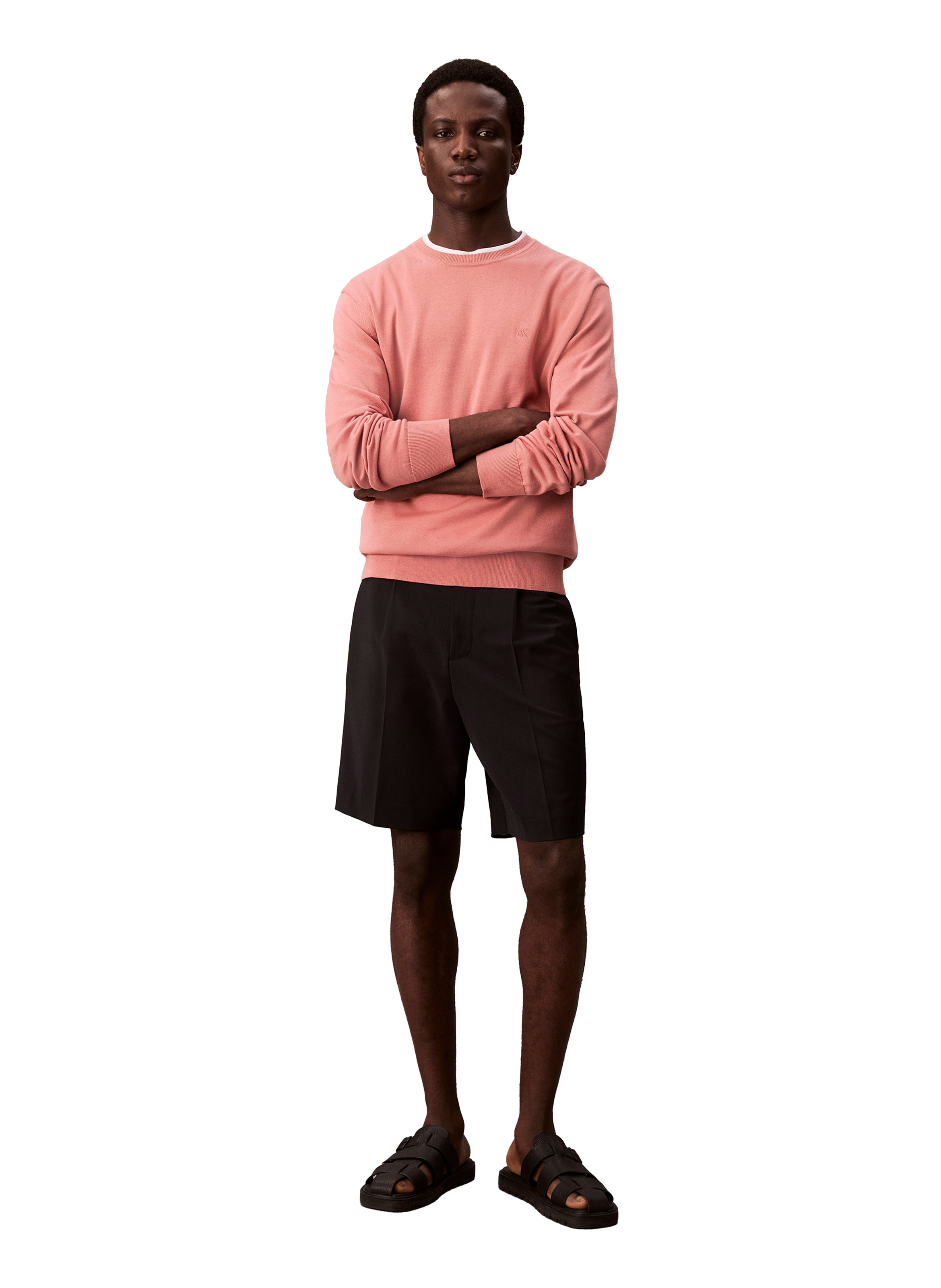 Pull col rond en coton CALVIN KLEIN Orange