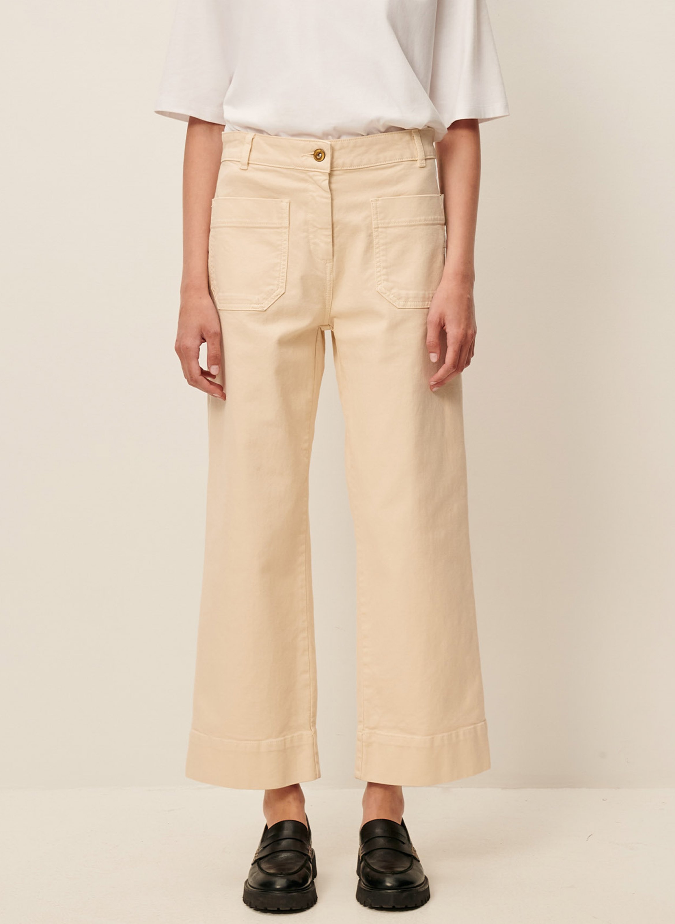 SESSUN Jean court évasée en coton seakey o Beige