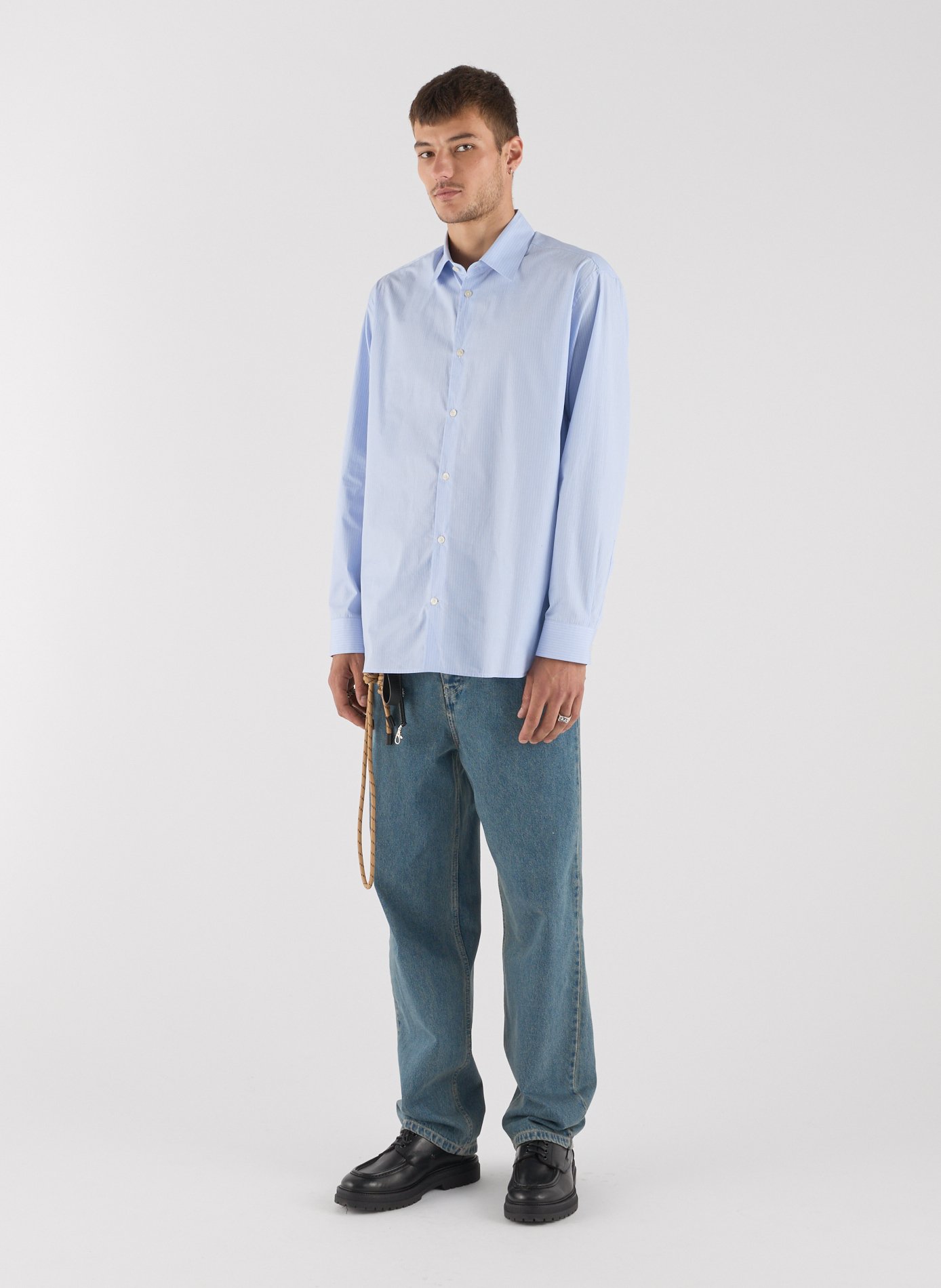 Chemise col classique à rayures en coton SAISON 1865 Bleu