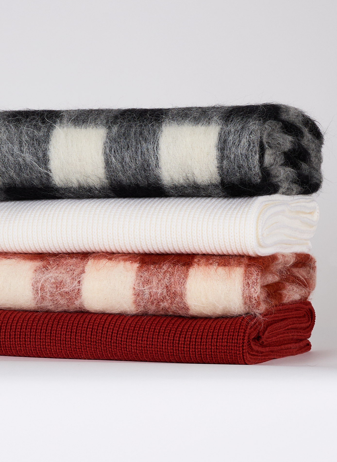 Plaid en mohair à carreaux AU PRINTEMPS PARIS Noir