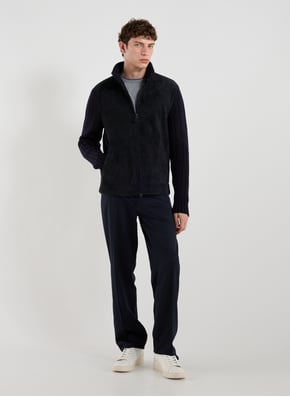 Blouson suédé et maille en laine et cuir mélangés EMPORIO ARMANI Blouson suédé et maille en laine et cuir mélangés EMPORIO ARMANI