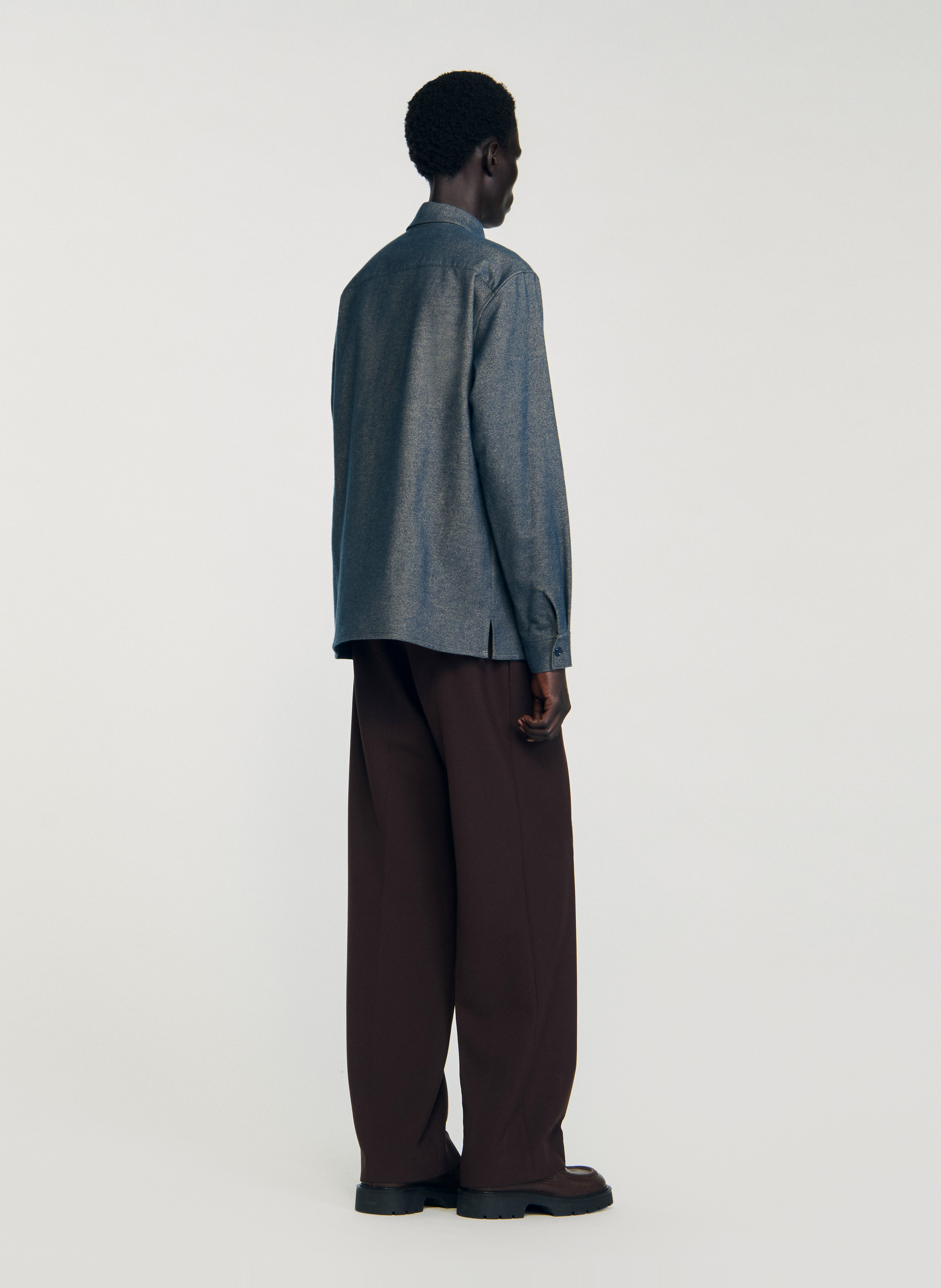 Chemise droite col classique en coton SANDRO Bleu