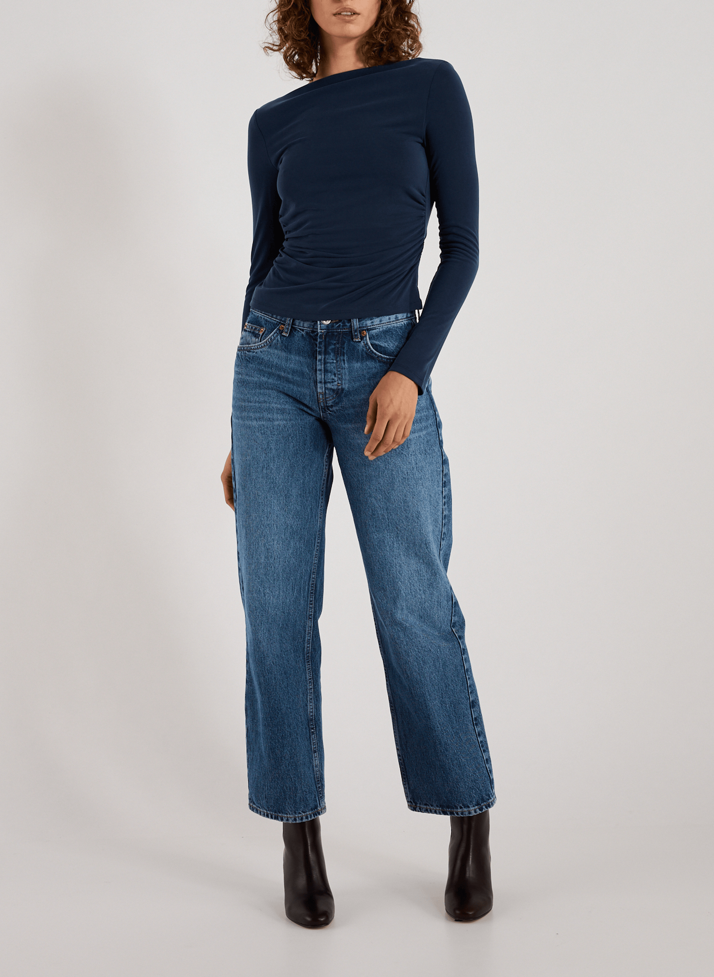 Top uni à manches longues TOPSHOP Bleu